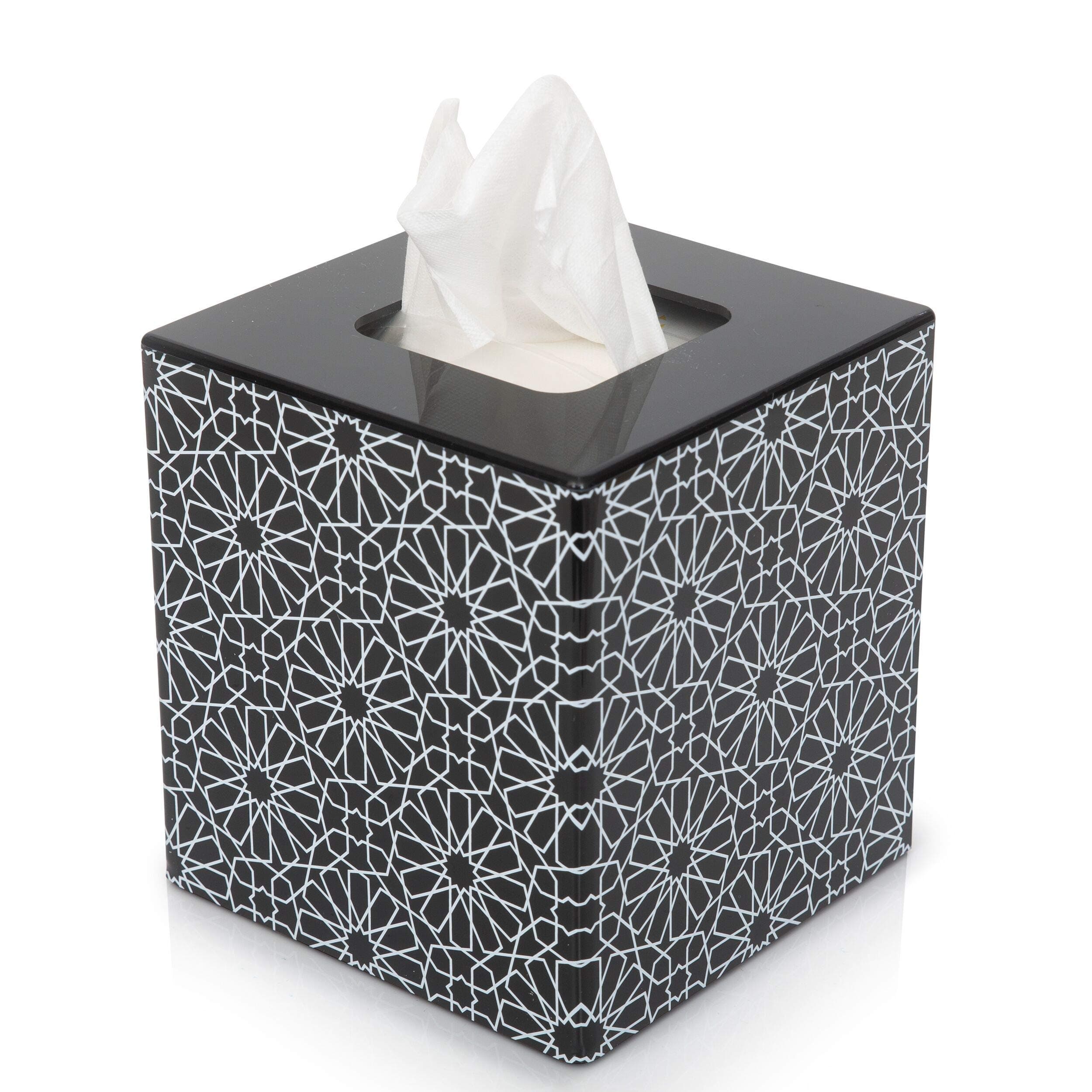 Sanoma Decorative Tissue Box Cover - Modern, Square, Acrylic Facial Tissue box Holder - Dorm Room, Home Bedroom and Bathroom Accessories - Decor Box for Table, Shelf, Vanity Countertop, Dresser, Desk.