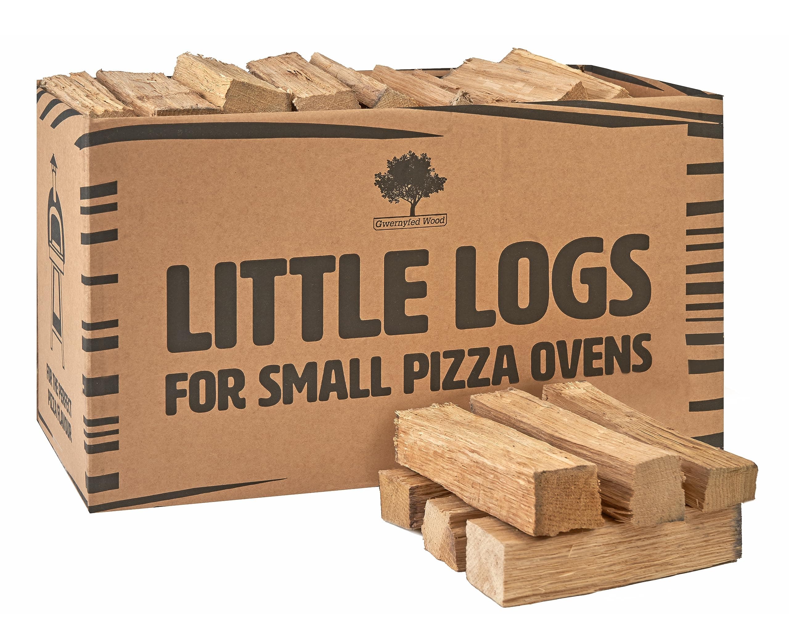 Small Pizza Oven Wood Logs 12.8L Box. Kiln Dried Oak 15cm Long Enhance Your Pizza Experience with Premium Hardwood Pizza Oven Logs - Hand Packed in Wales for Optimal Flavour - 4.5KG (1 Box)