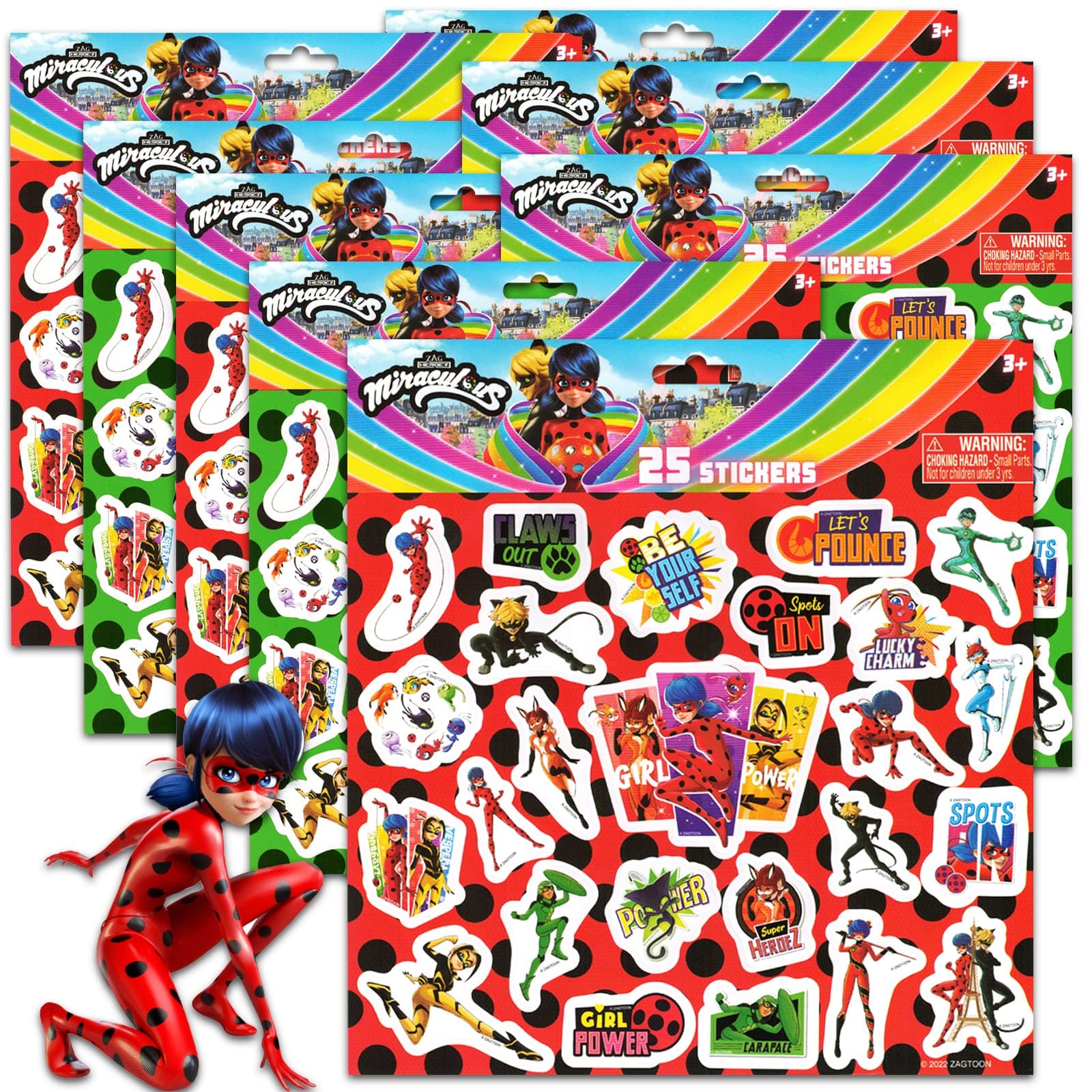 Miraculous Ladybug Stickers 200 Pack - Miraculous Ladybug Stickers for Kids | Miraculous Ladybug Party Favors