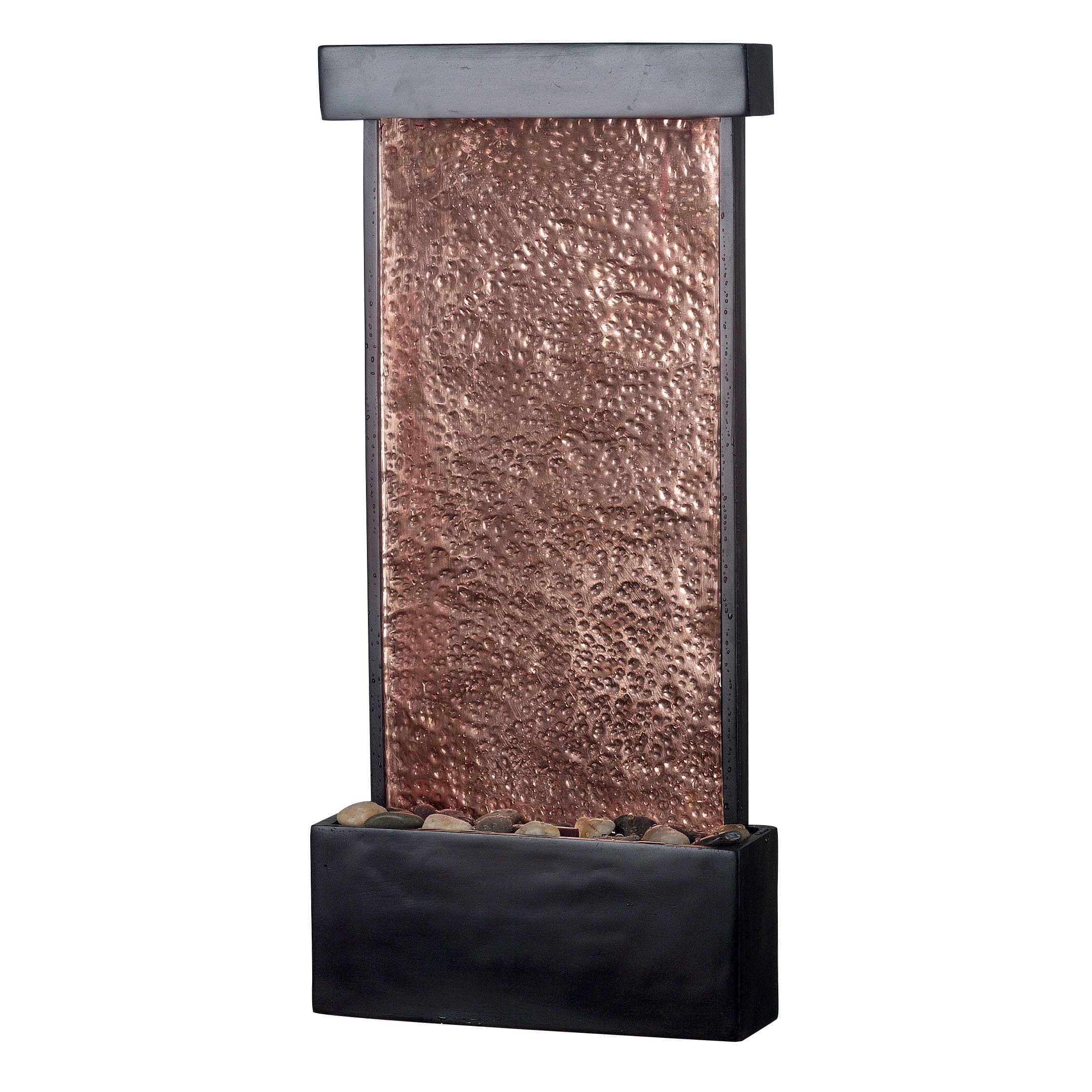 StopBy2Shop Fountain Waterfall Indoor Water Wall Slate Table Illuminated Copper Light