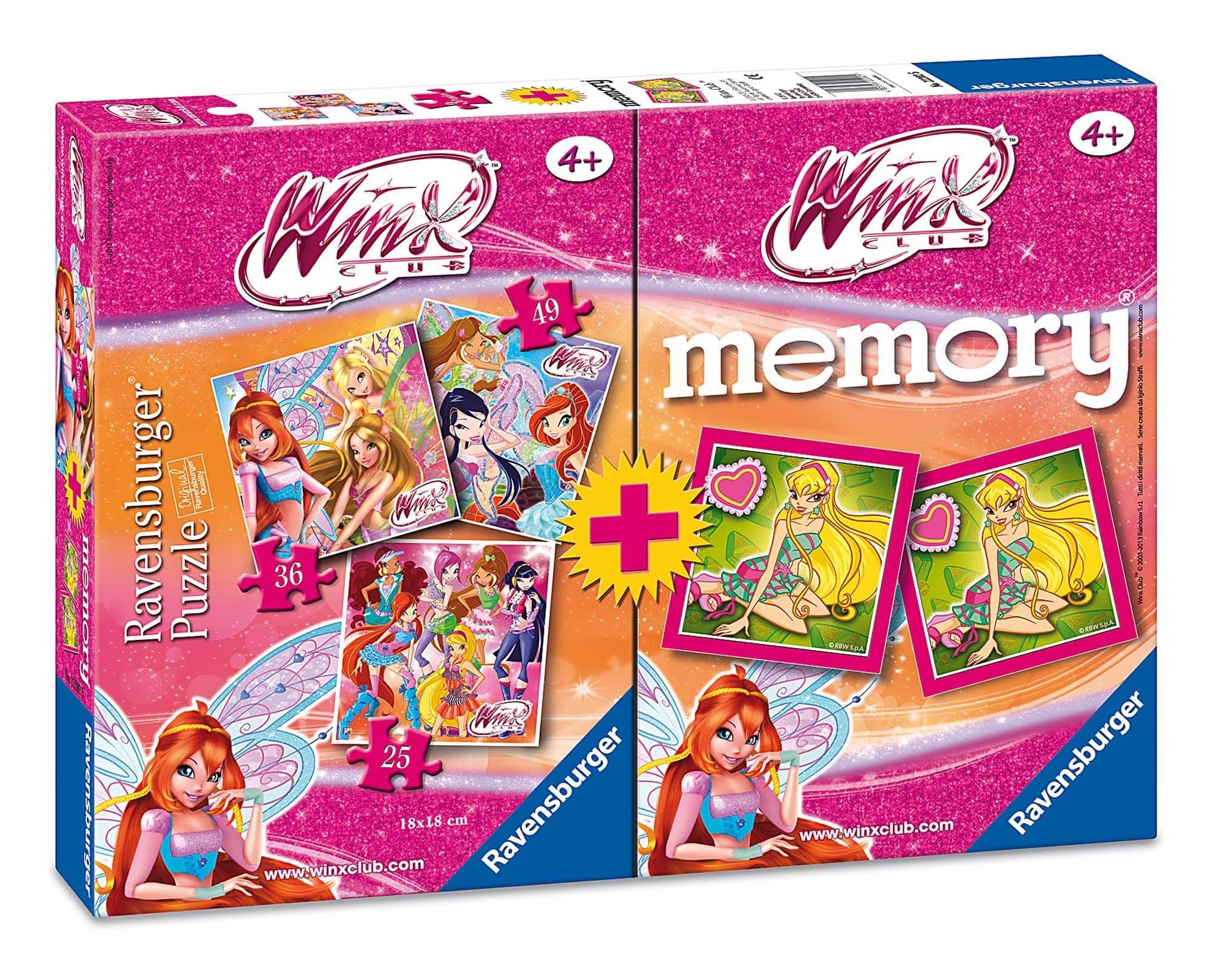 Ravensburger Puzzle 07342 9 – Winx Multipack, 3 + 1 Memory