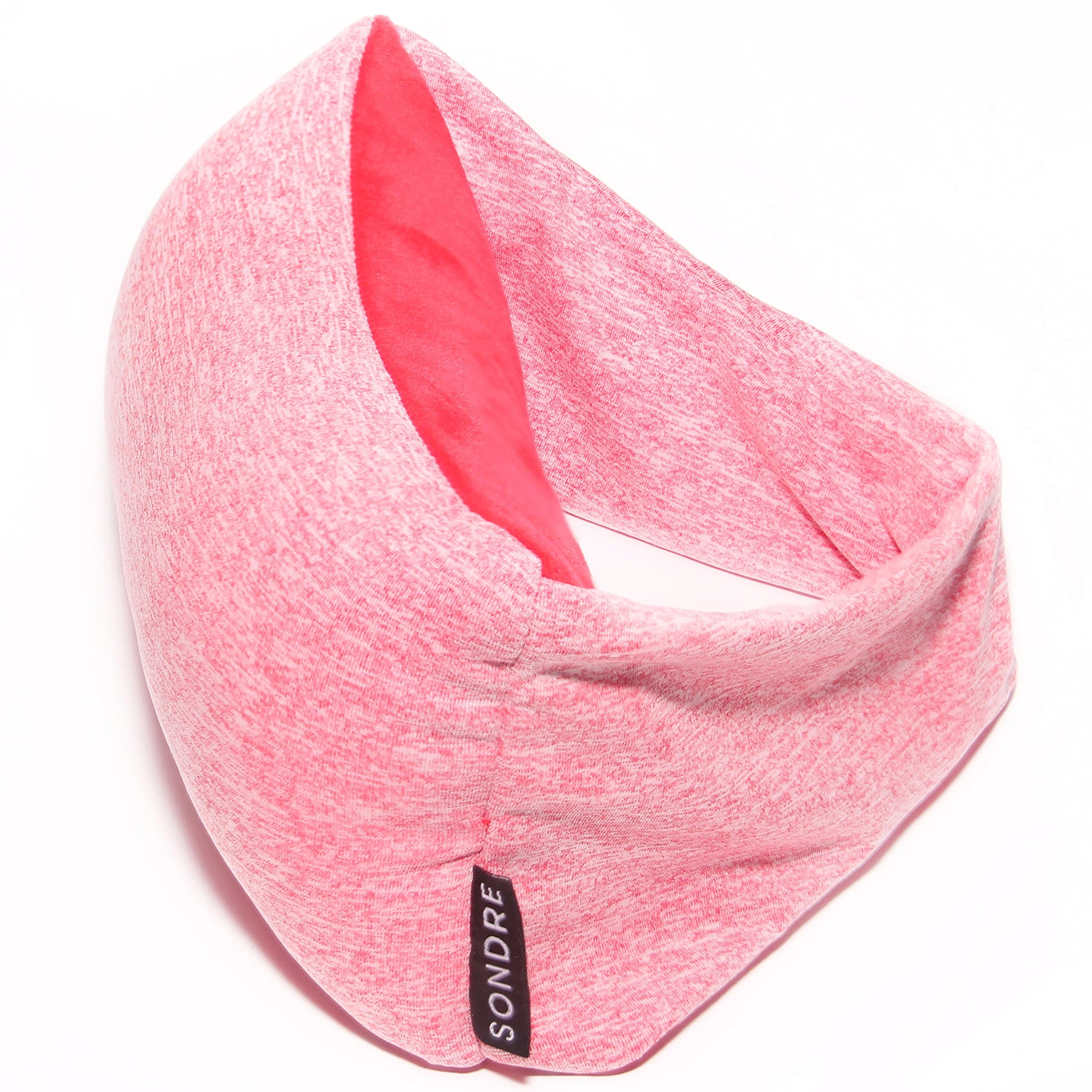 Voyage Pillow (Kickstarter Authentic) - 2 in 1 Travel Pillow and Eye Mask - Compact and Versatile Travel Pillow for Airplanes, Cars, Office Naps, Camping, Trains (Sunrise Red)