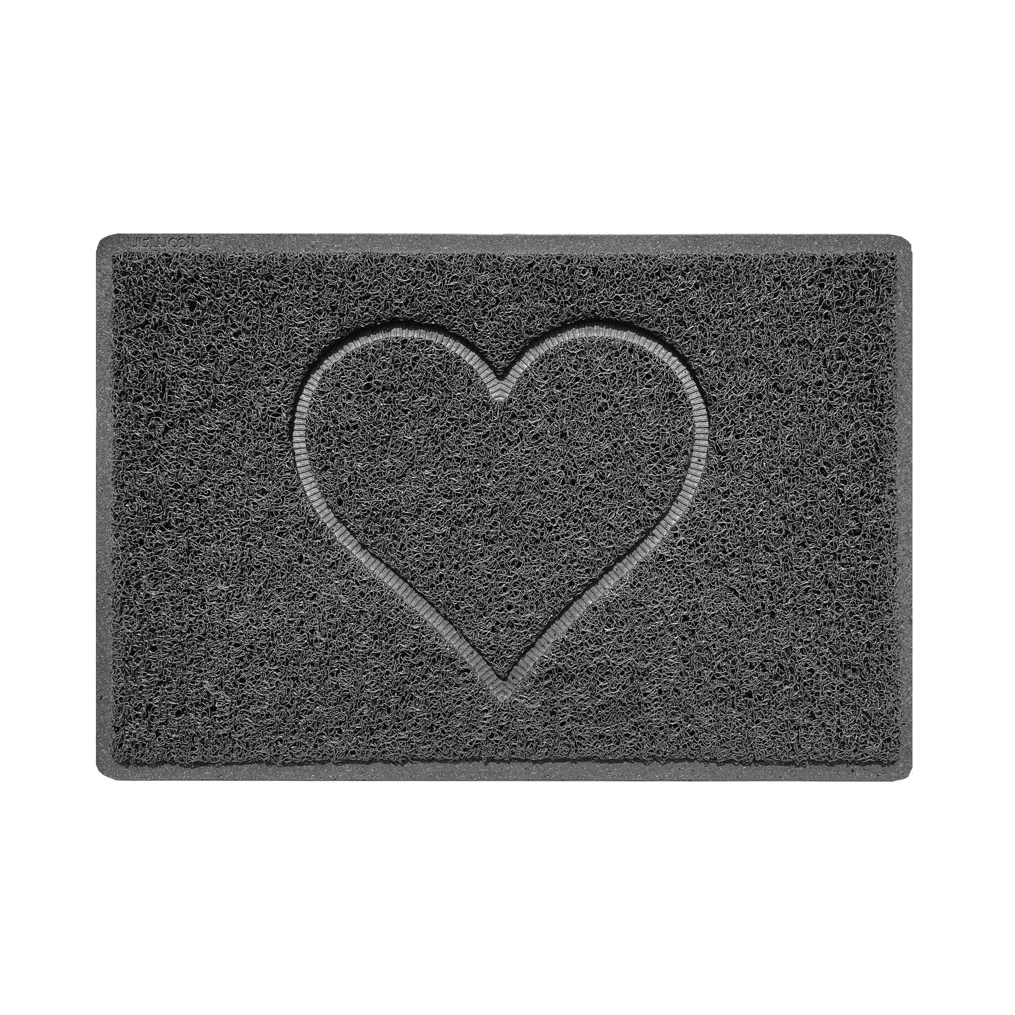 – Nicoman Heart Embossed Shape Door Mat Dirt Trapper PVC Spaghetti Mat Washable Quick Drying Barrier Doormat-Dark Grey (Watertight Rubber-Back)-Small (60x40cm)
