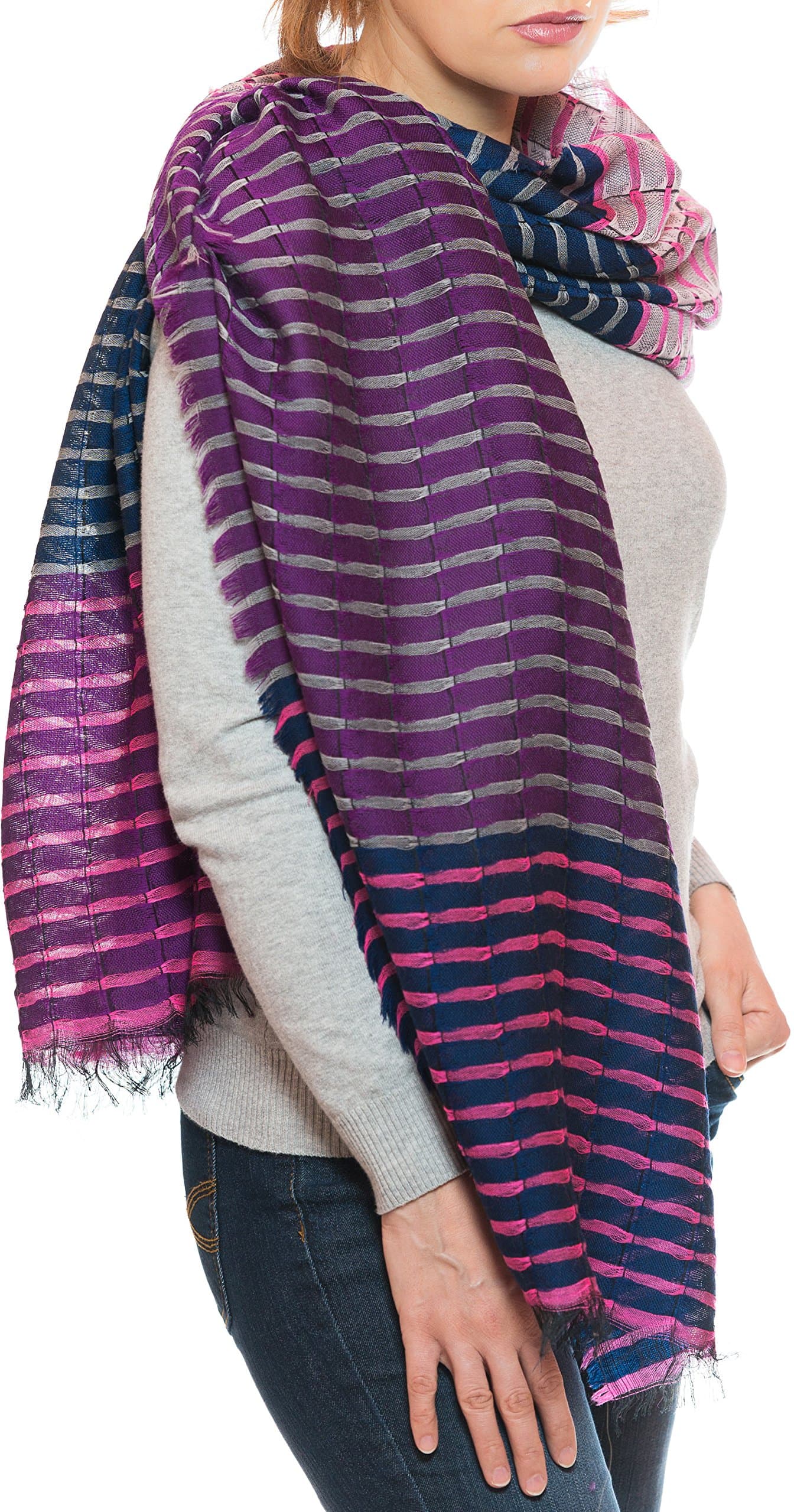 Superfine & elegant wool shawl from Punjab, India - 180 x 70 cm - different designs