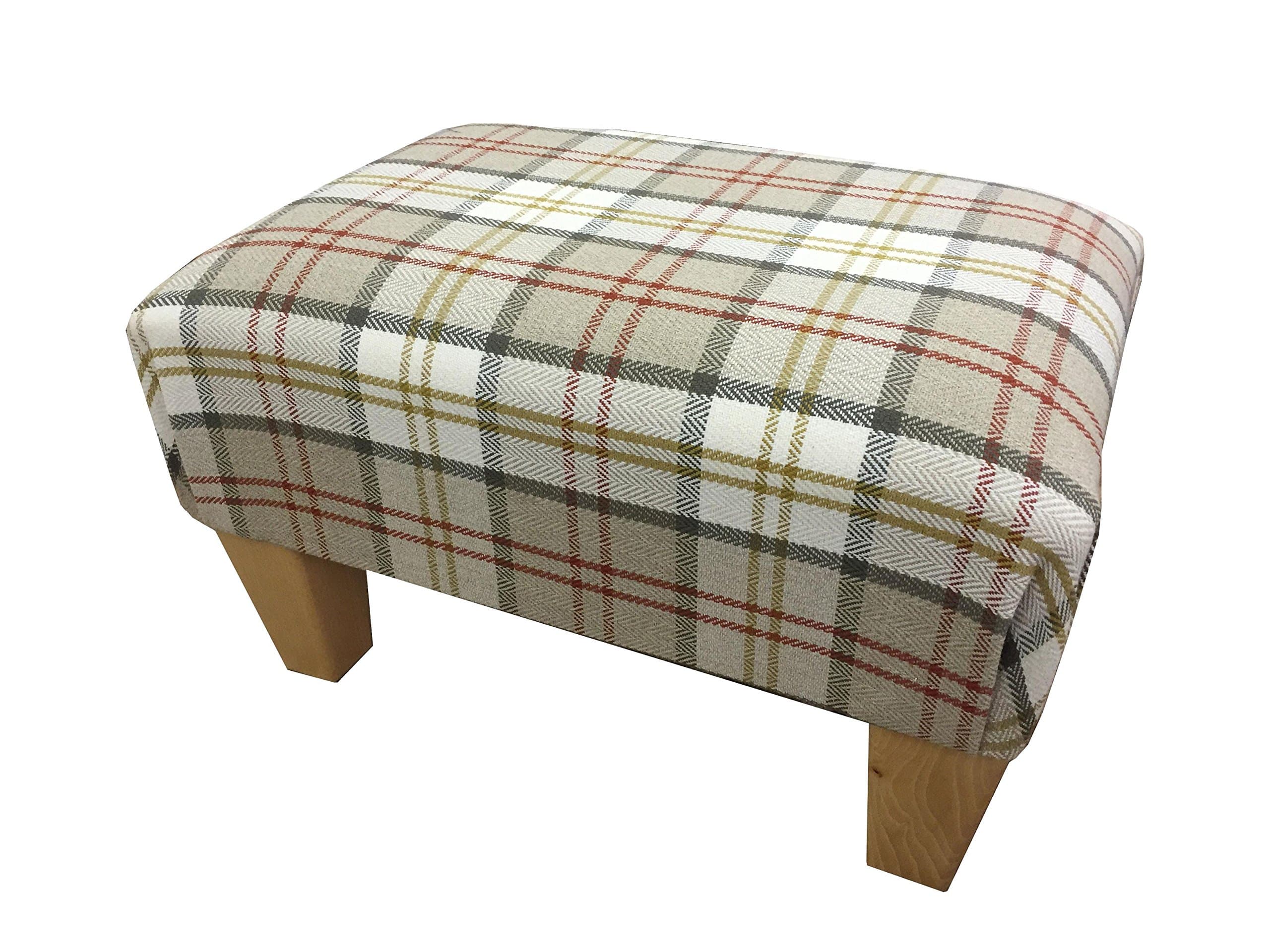 Elegance Furnishings Footstool/pouffee in a biscuit tartan fabric.also available in different coloured fabrics.just ask and we can make it for you