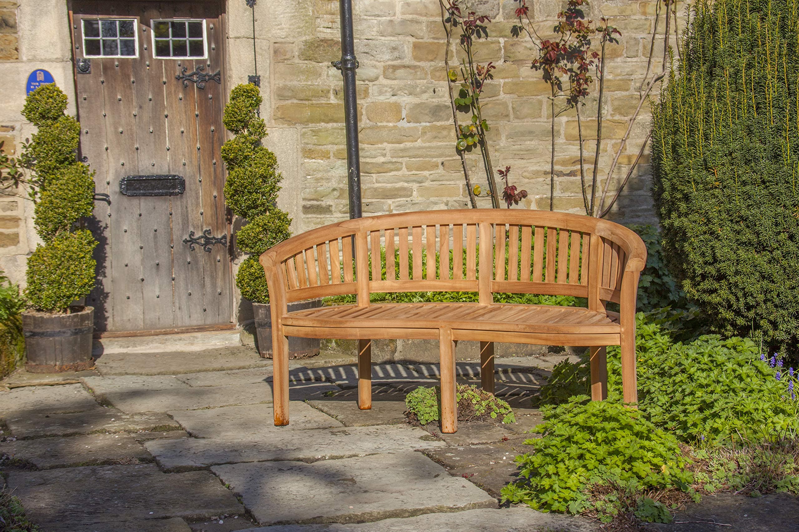 MR TEAK Longleat Banana Three Seat Teak garden Bench