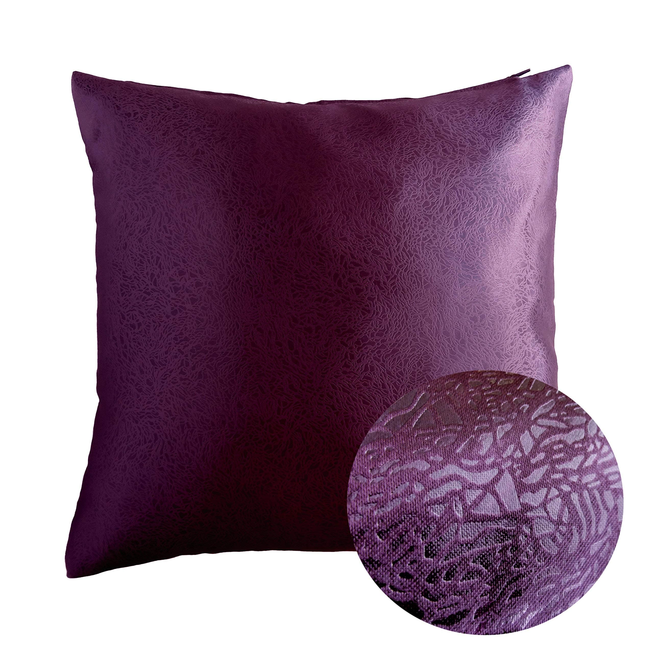 Eggplant Deep Purple 18" x 18" Decorative Solid Satin Square Throw Pillow Cases Cushion Covers Textured for Couch Sofa Bed (Color #44)