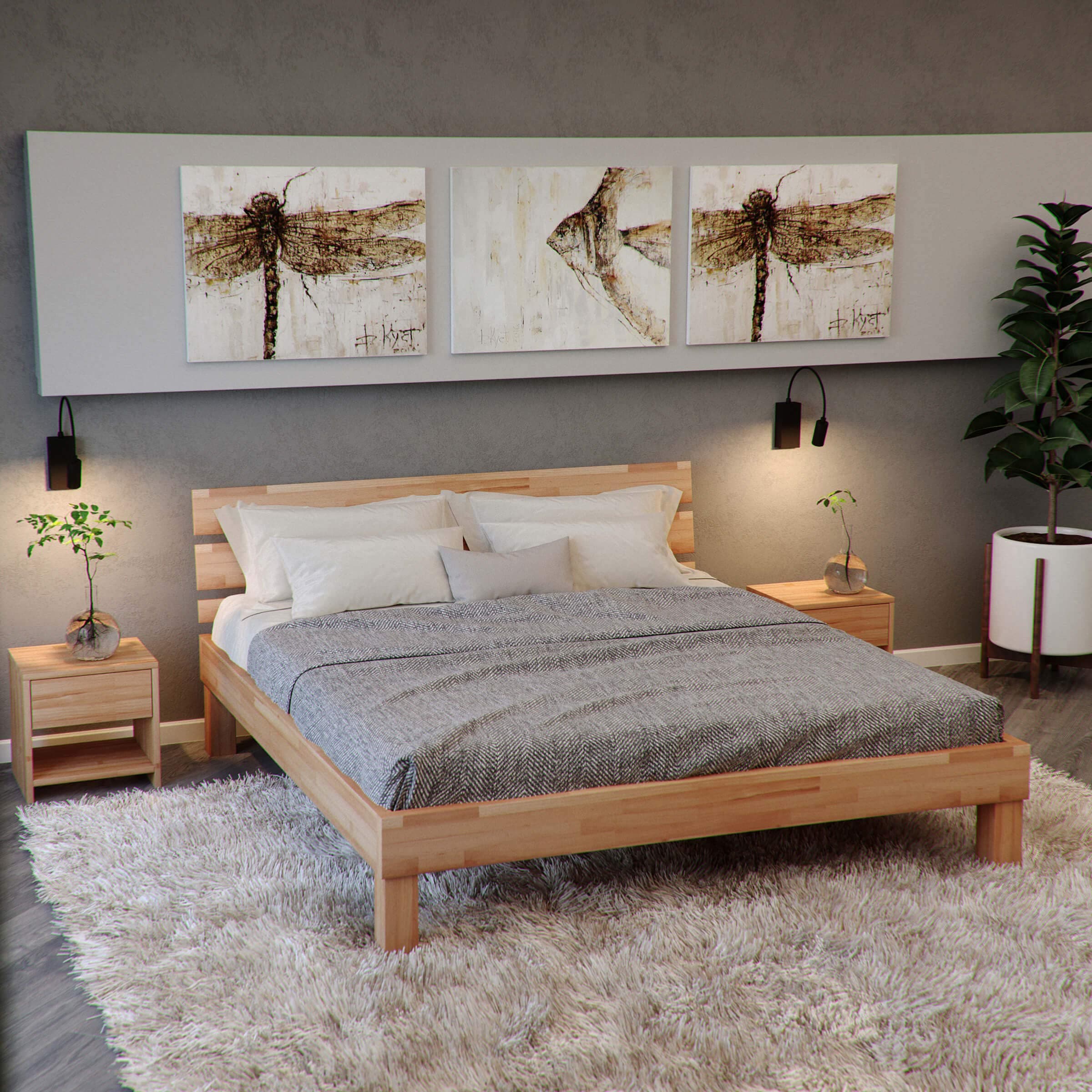 KROKWOODValetta Solid Wood Bed in Beech (European Double) 140 x 200 cm