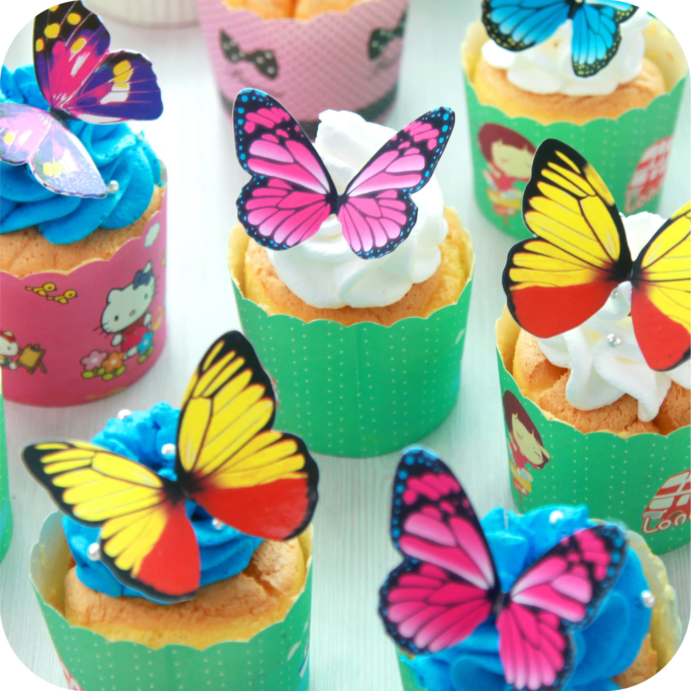 Butterfly cake Toppers 40Pcs Set, GUCUJI Chocolate Mousse Cake Cupcake Toppers Decoration (4 Patterns X 10)