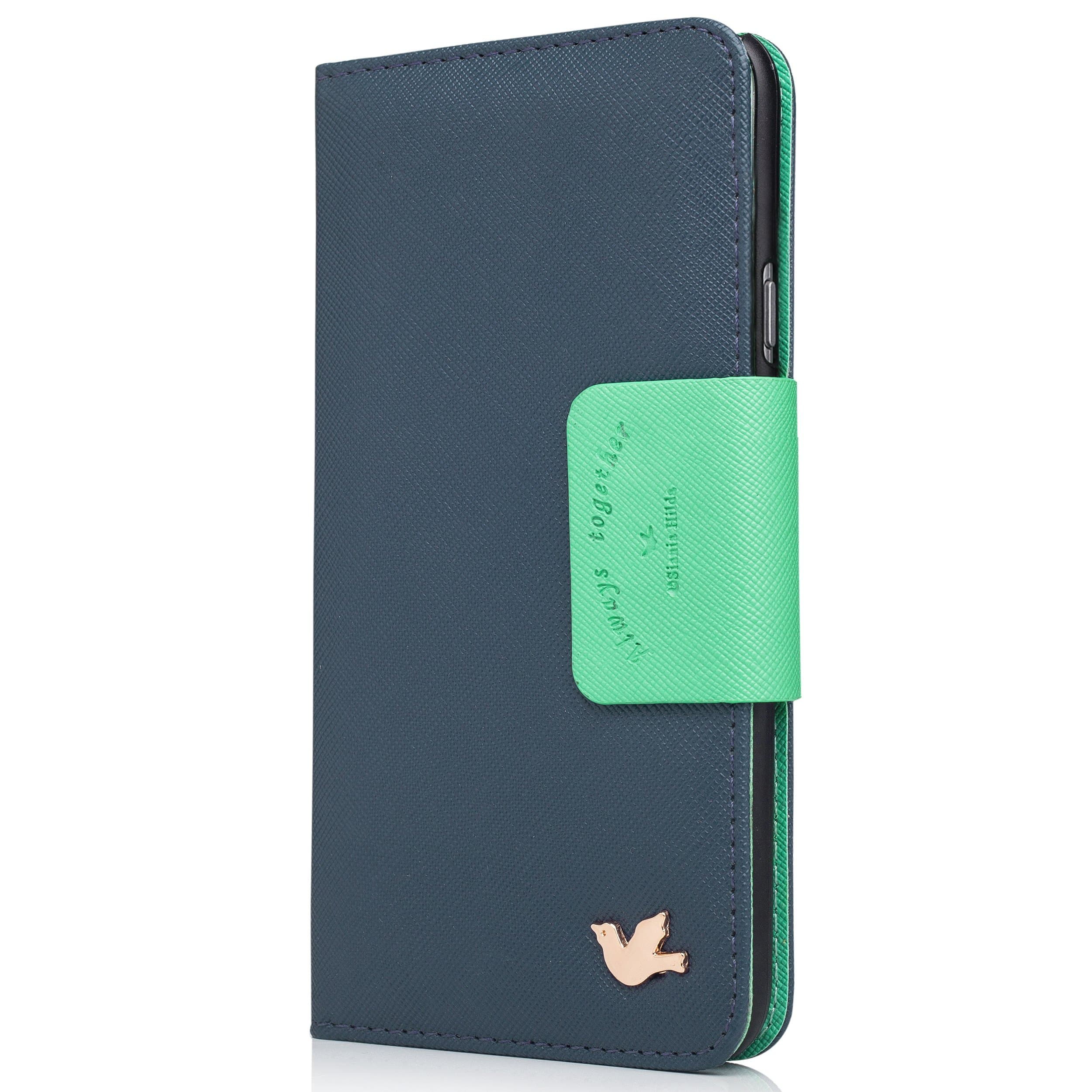 iPhone 6 Case,(4.7),[Upgraded-Opened Volume and Power Button Ports,no Break Issues] by HiLDA,Wallet Case,PU Leather Case,Credit Card Holder,Flip Cover Skin[Blue]