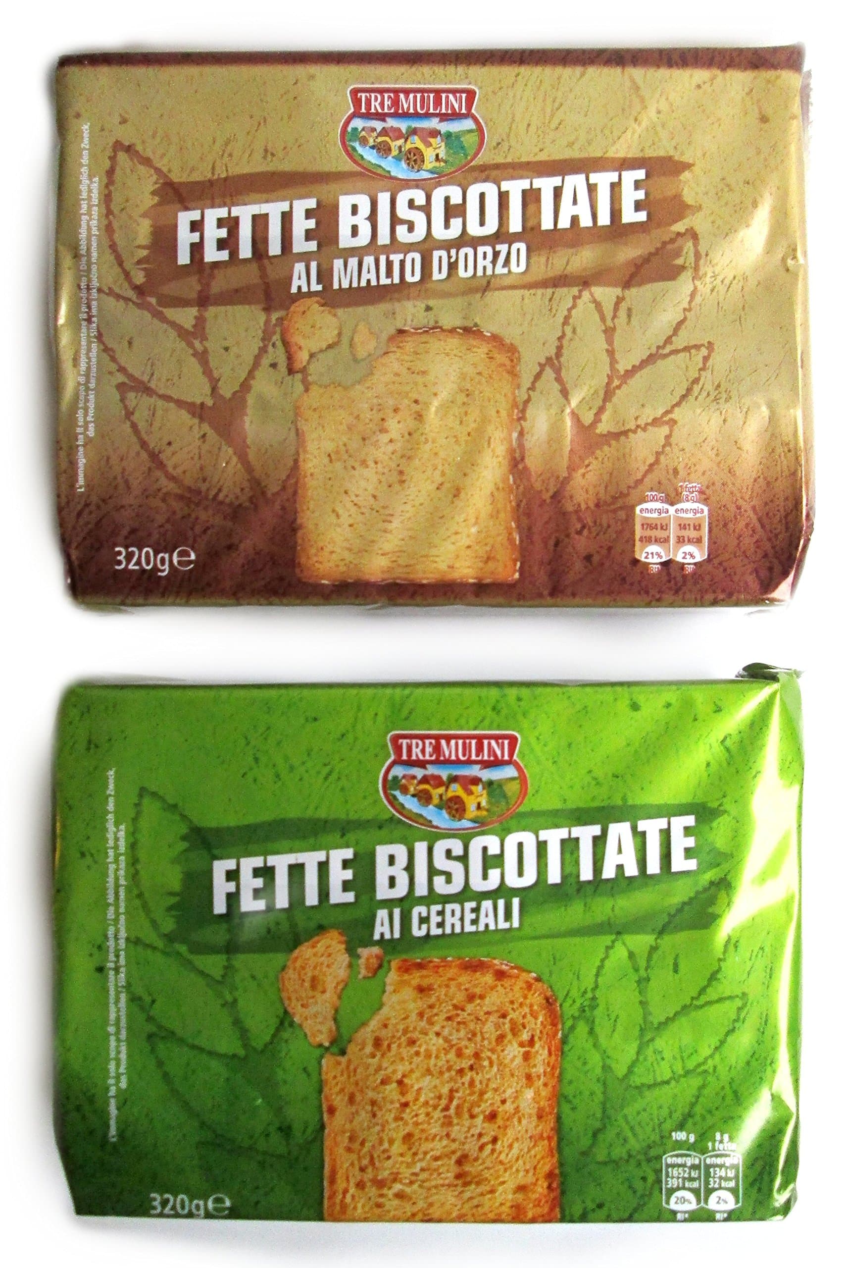 Tre Mulini: Barley Malt and Cereals Zwiebacks, Rusk Biscuits From Italy [ Italian Import ]