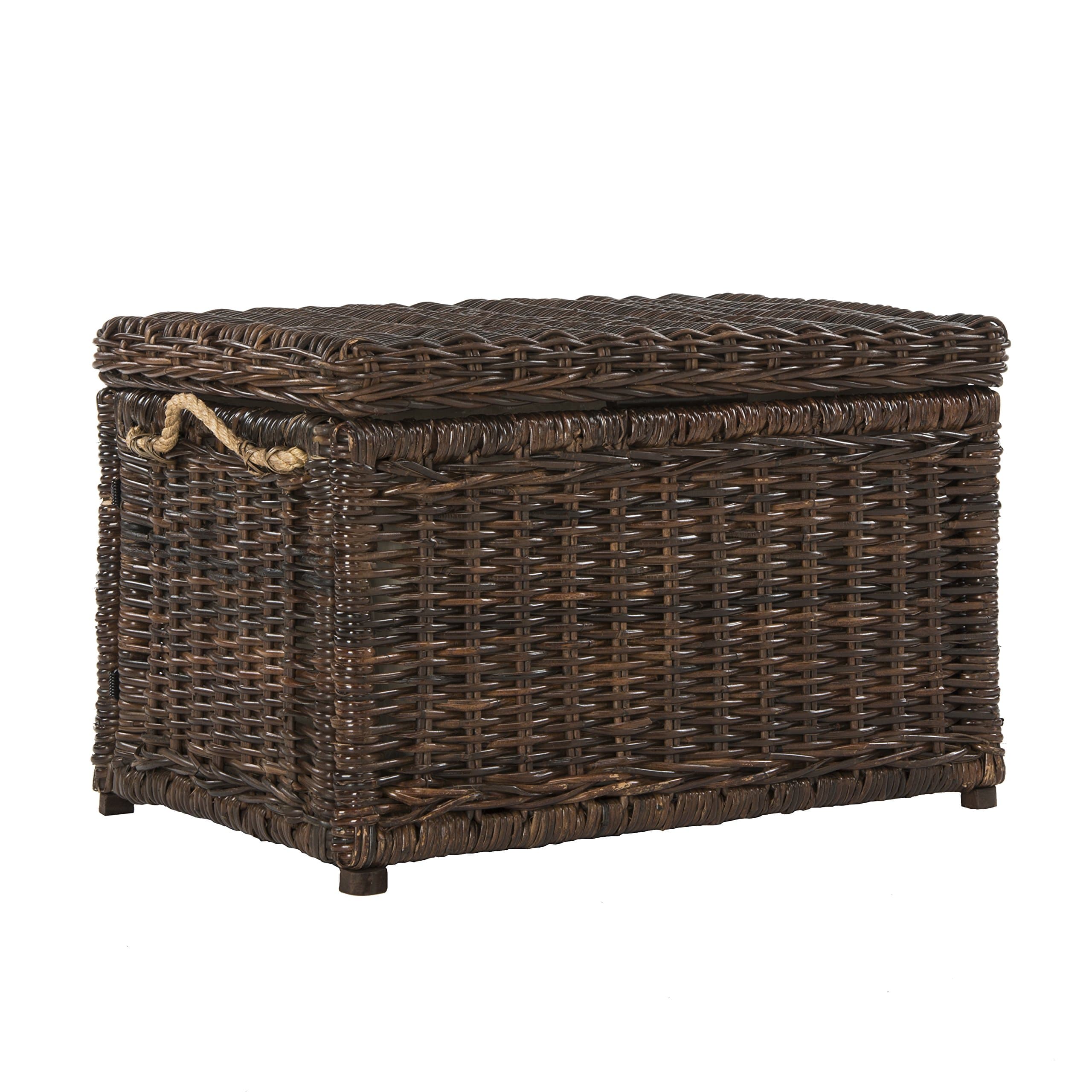 happimess HPM9003A Jacob 30" Wicker Storage Trunk, Collapsible for flat storage, Rattan-Sarang Buaya, Coastal for Office, Dorm Room-LivingRoom, Bedroom, Dining Room, Brown