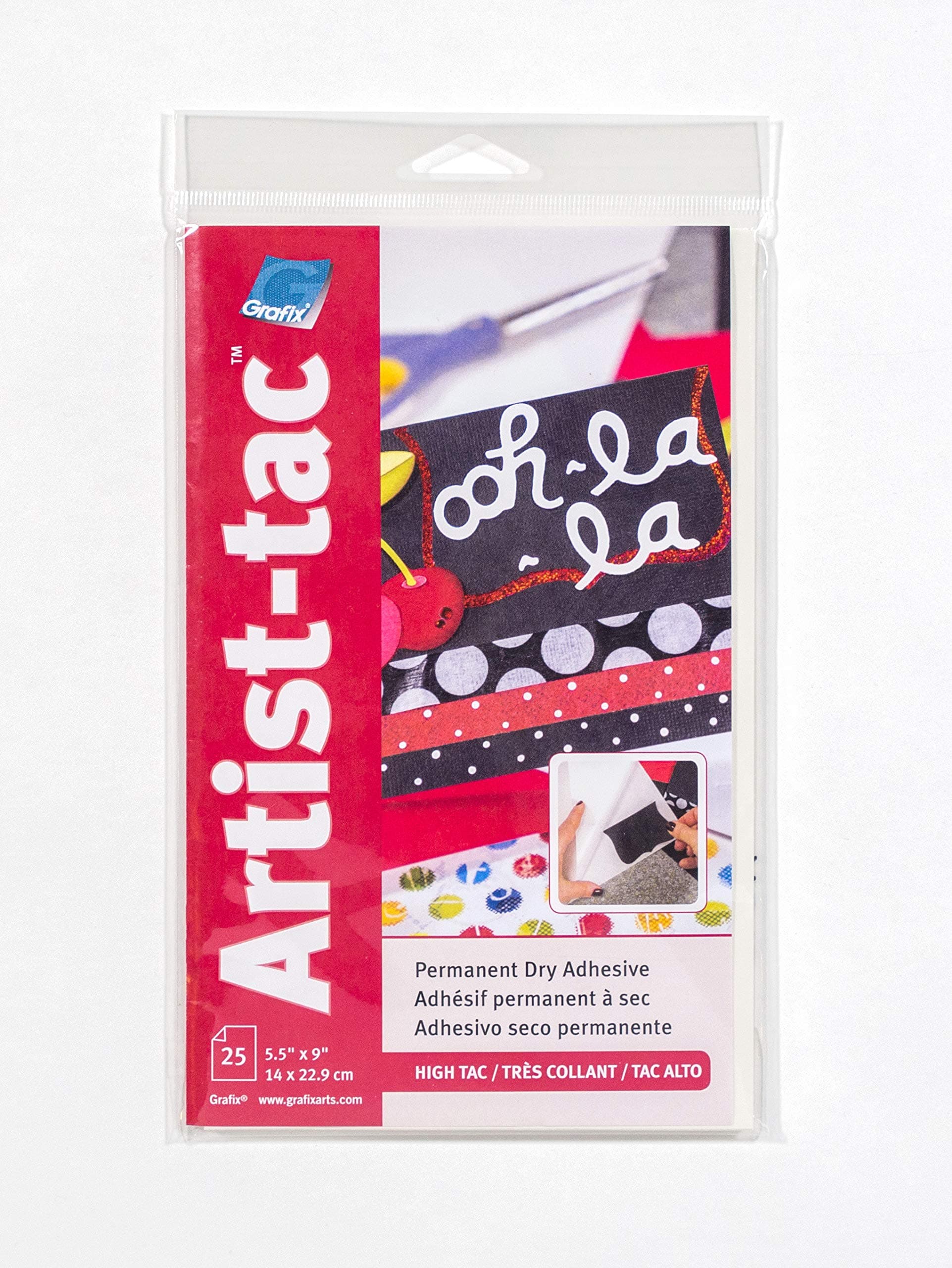 Artist-Tac Dry Transfer Adhesive Dots - 5.5"x9" Sheet of Permanent Micro Adhesive Dots are A Quick, Mess-Free Mounting Option for Arts,Papercrafts,School Projects,Stationary,Pack of 25 Sheets