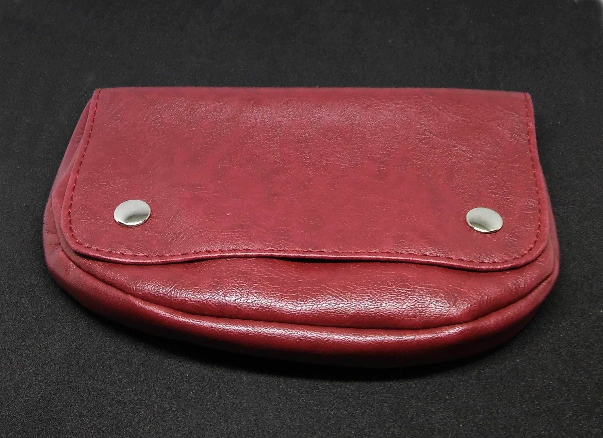 Fujima Burgundy Half Oval PU Leather 5 1/2" Snap Shut Pipe Tobacco Pouch