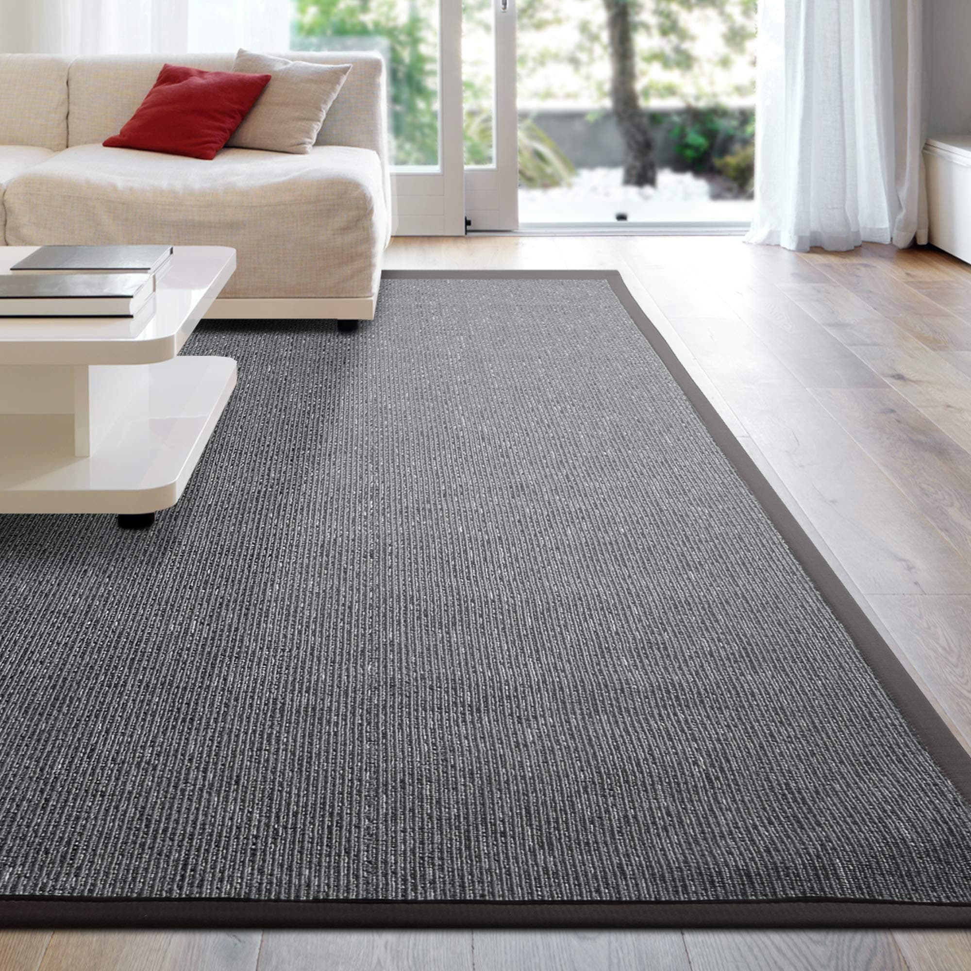 iCustomRug Synthetic Sisal Area Rug, Softer Than Natural Sisal Rug, Stain Resistant & Easy to Clean in Graphite 4ft x 6ft