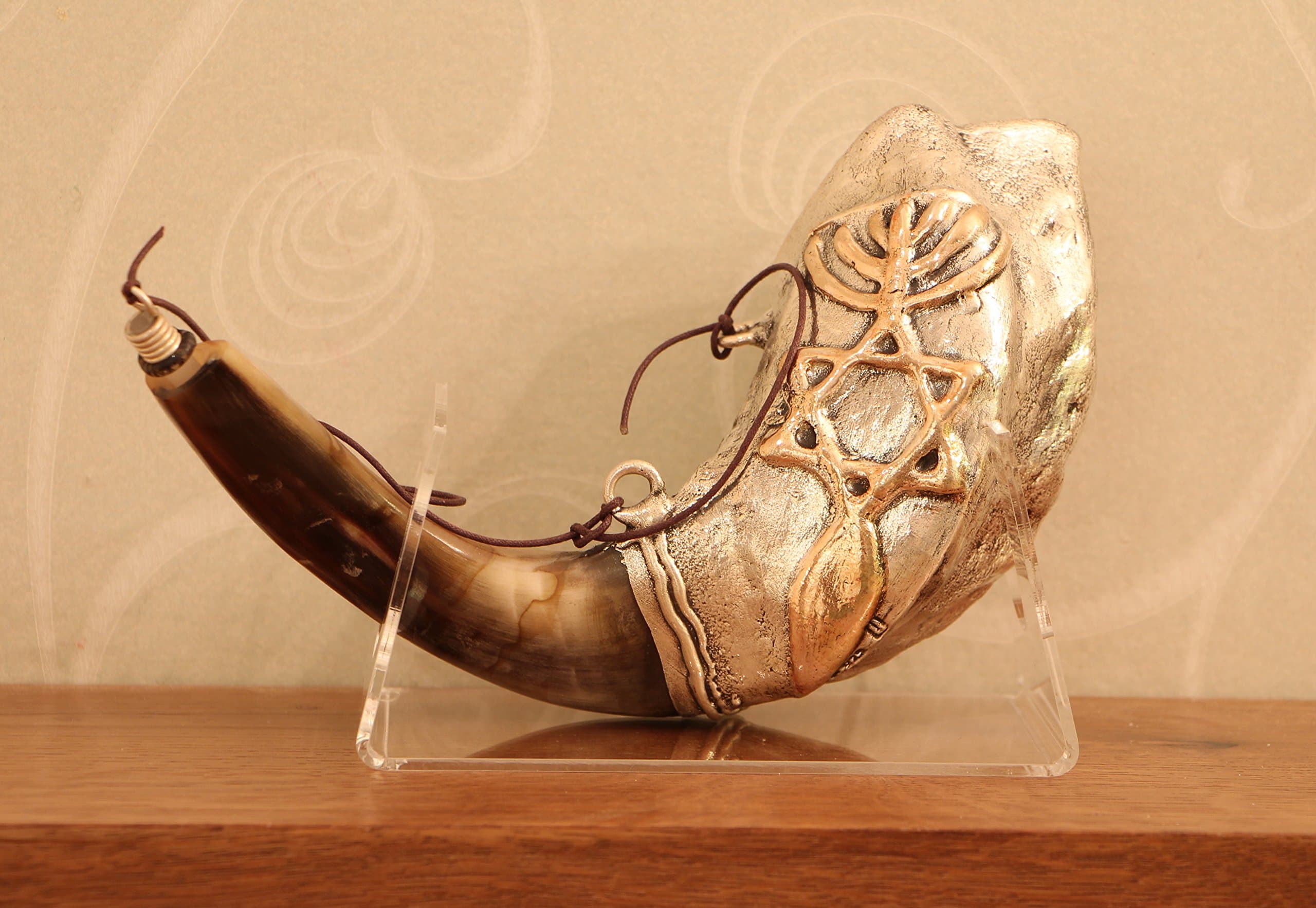 New Judaica Evangelist Christian Oil 13" Anointing Silver Rams Shofar From the Holy Land