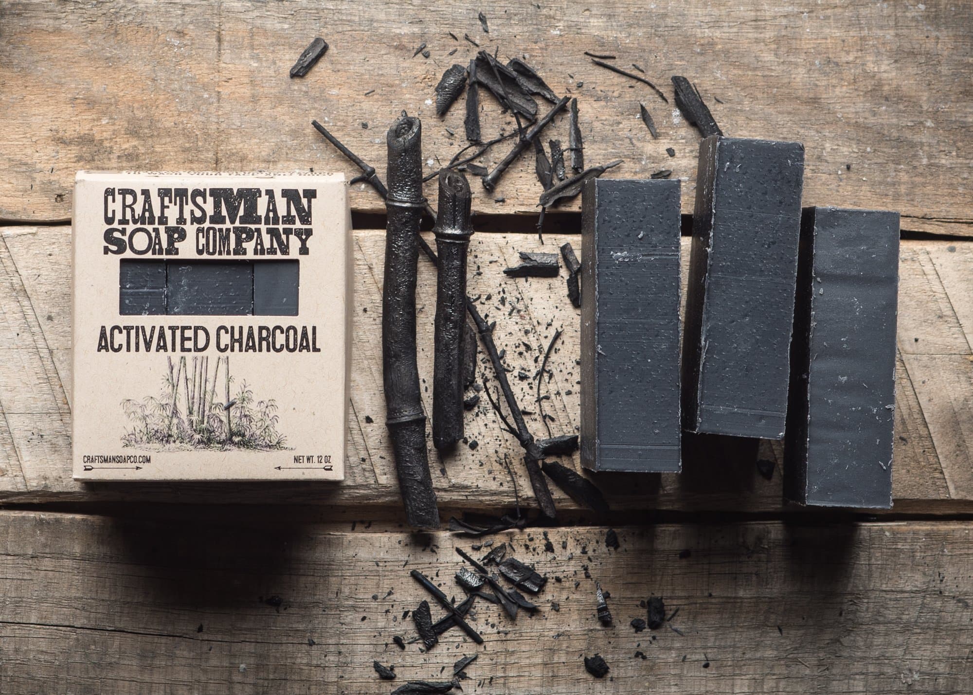 Three-Pack of Activated Charcoal Bar Soap, Handmade & Natural Vegan Soap