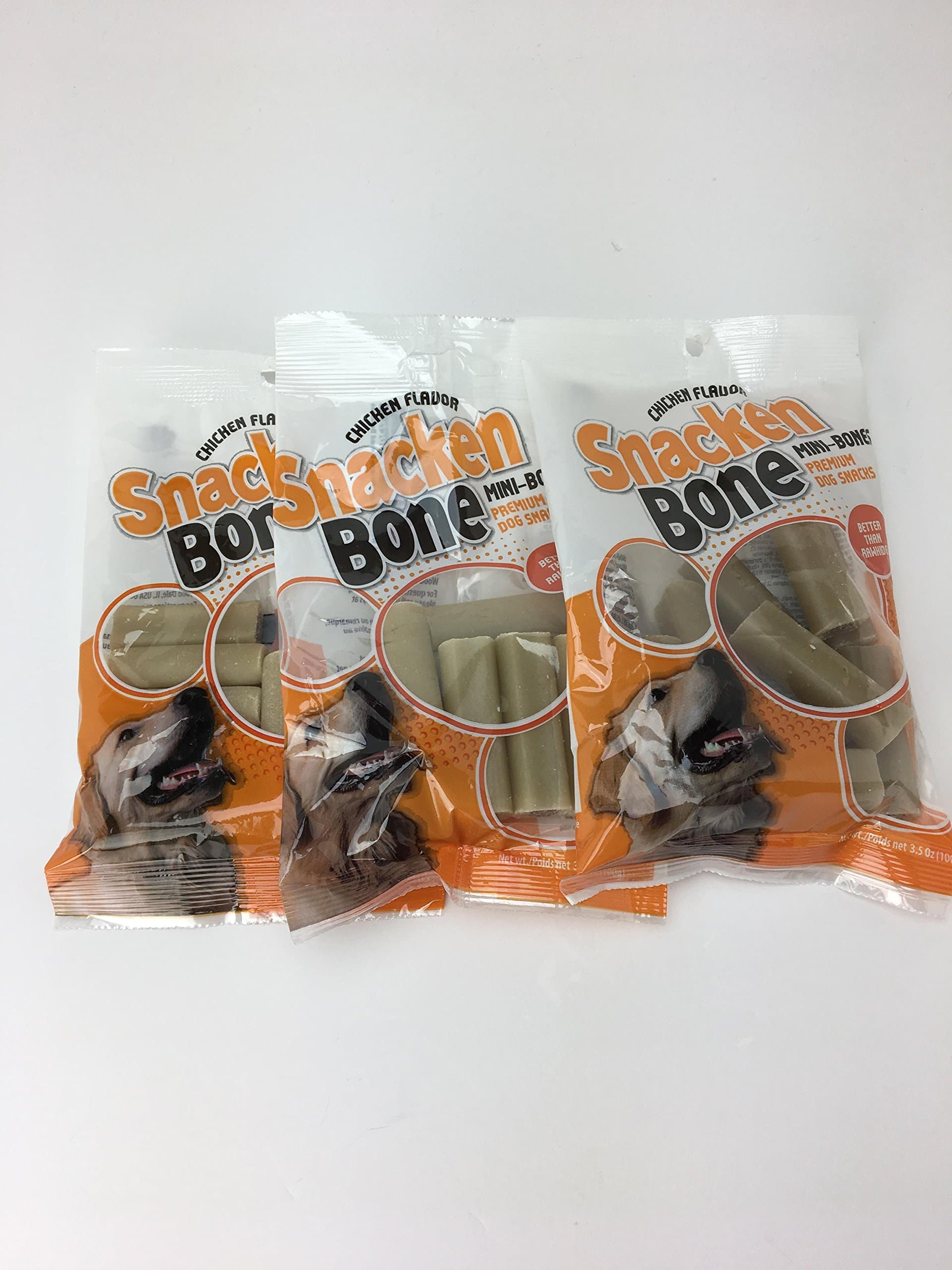 Snacken Bone Mini-Bones Premium Dog Snacks - Chicken Flavor (3 Packages)
