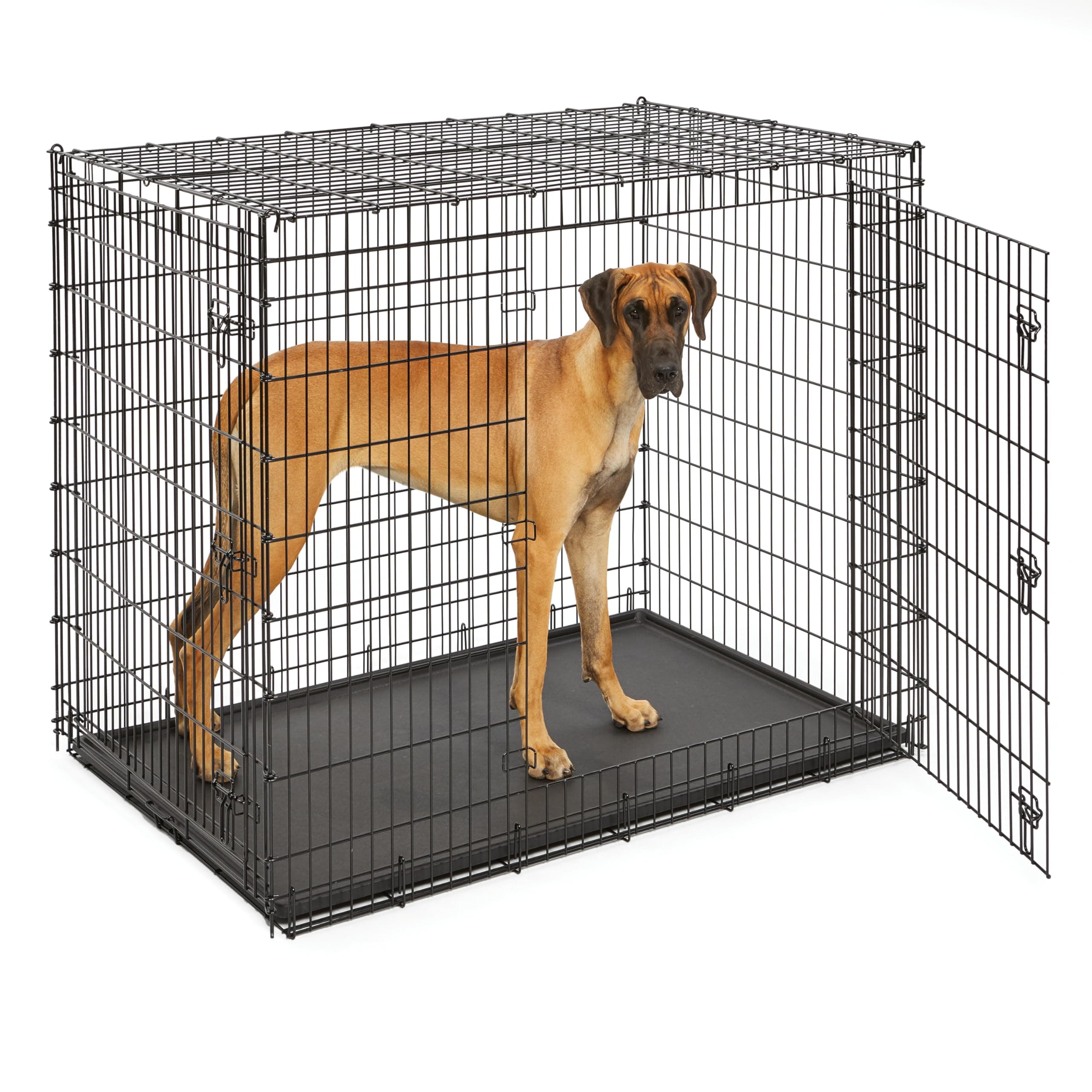 Solutions Series XXL Double Door 54-Inch Dog Crate for the Largest Breeds, Sturdy Drop Pin Assembly, Black E-Coated, SL54DD