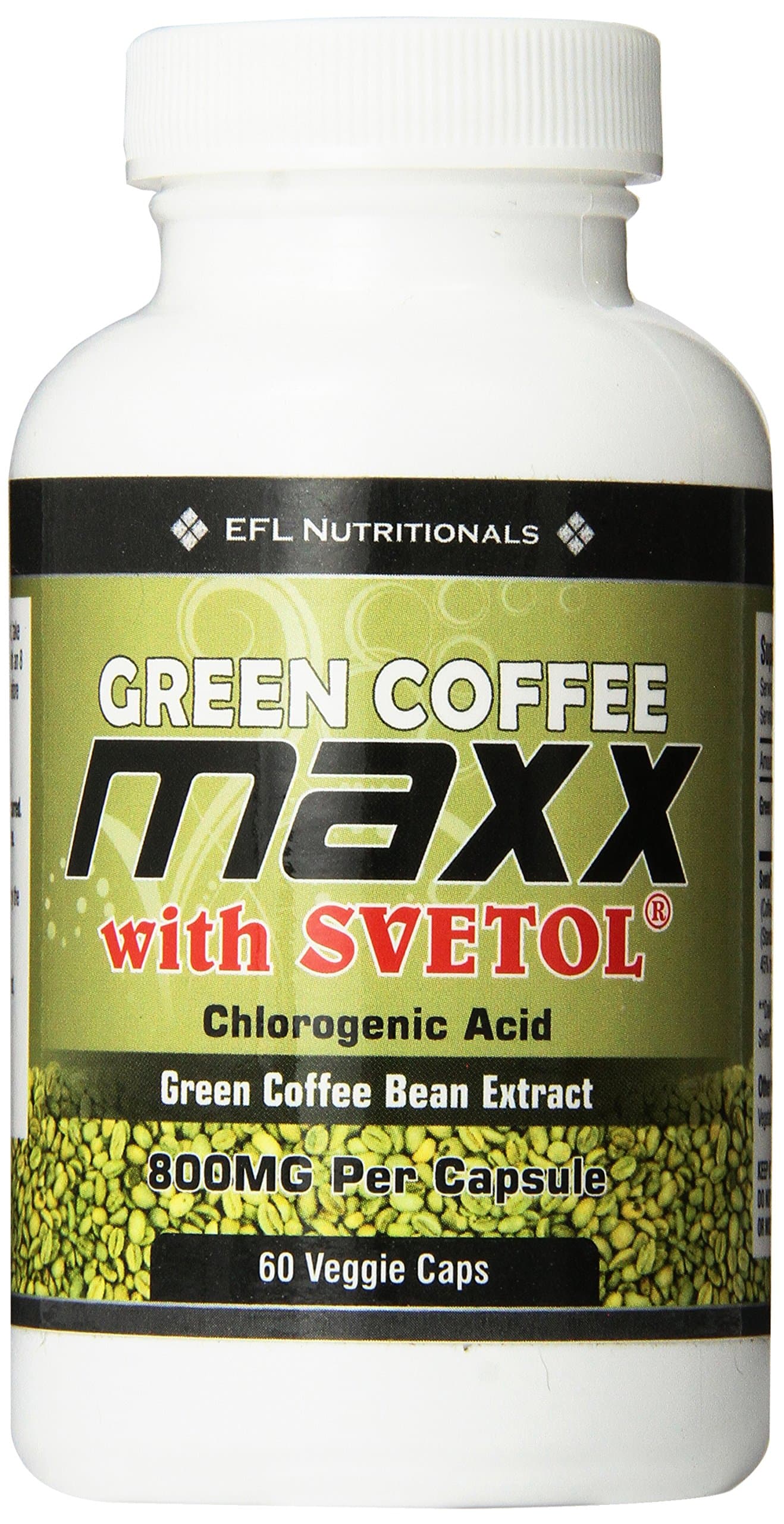 Green Coffee Maxx with Svetol® 800mg Per Capsule 30 Day Supply 60 Count Vegicaps No Fillers