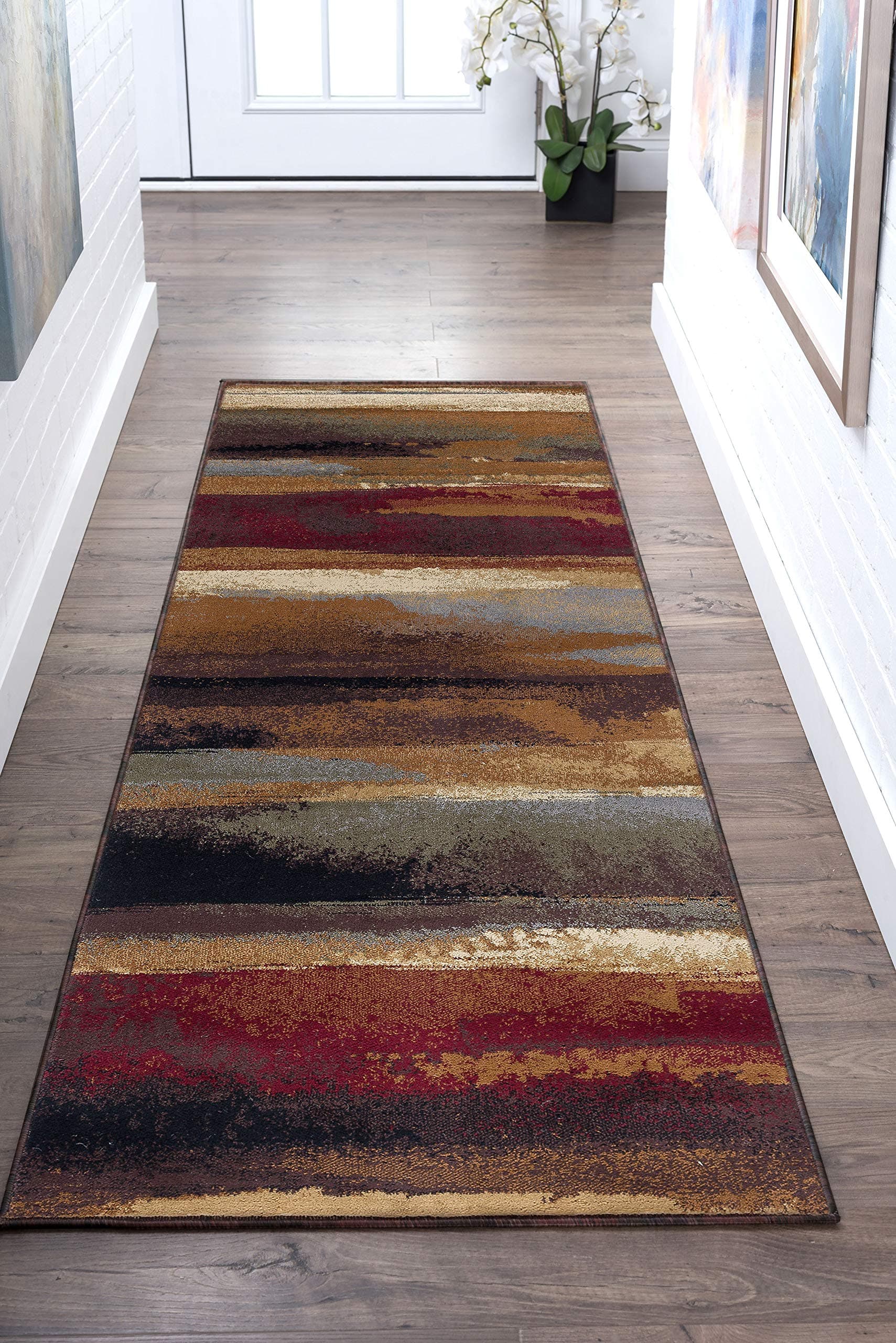 Dakota Contemporary Abstract Multi-Color Runner Rug, 2.7' x 10'