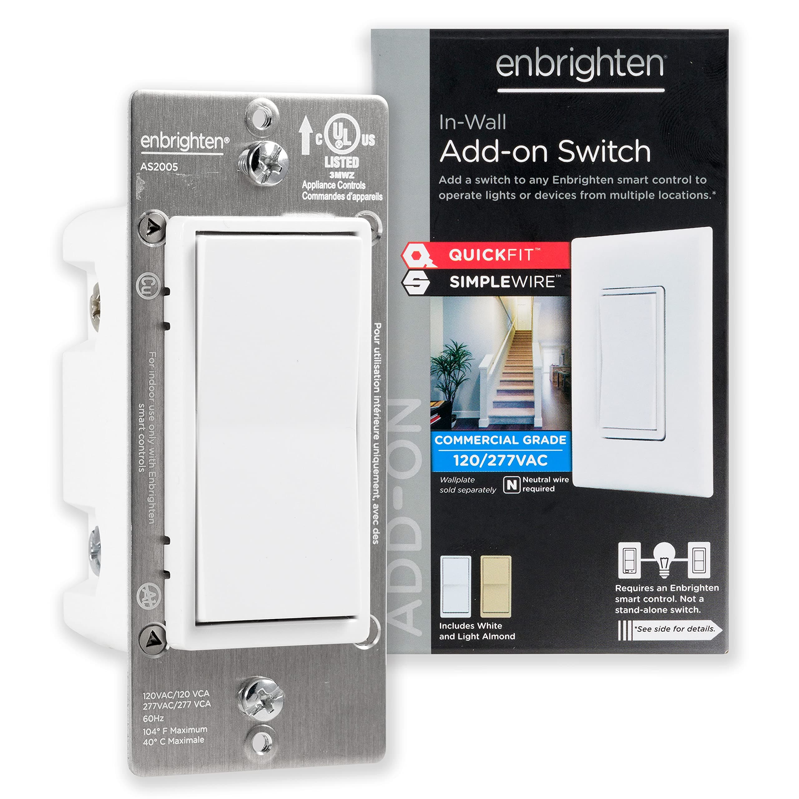 GE Enbrighten Add QuickFit and SimpleWire, Wall Palette, Z-Wave ZigBee Wireless Smart Lighting Controls, Not a Standard Switch
