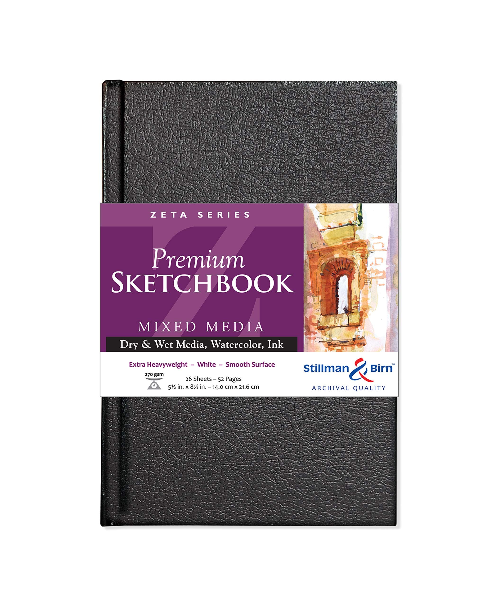 Stillman & Birn Zeta Series Hardbound Sketchbook, 5.5" x 8.5", 270 gsm (Extra Heavyweight), White Paper, Smooth Surface