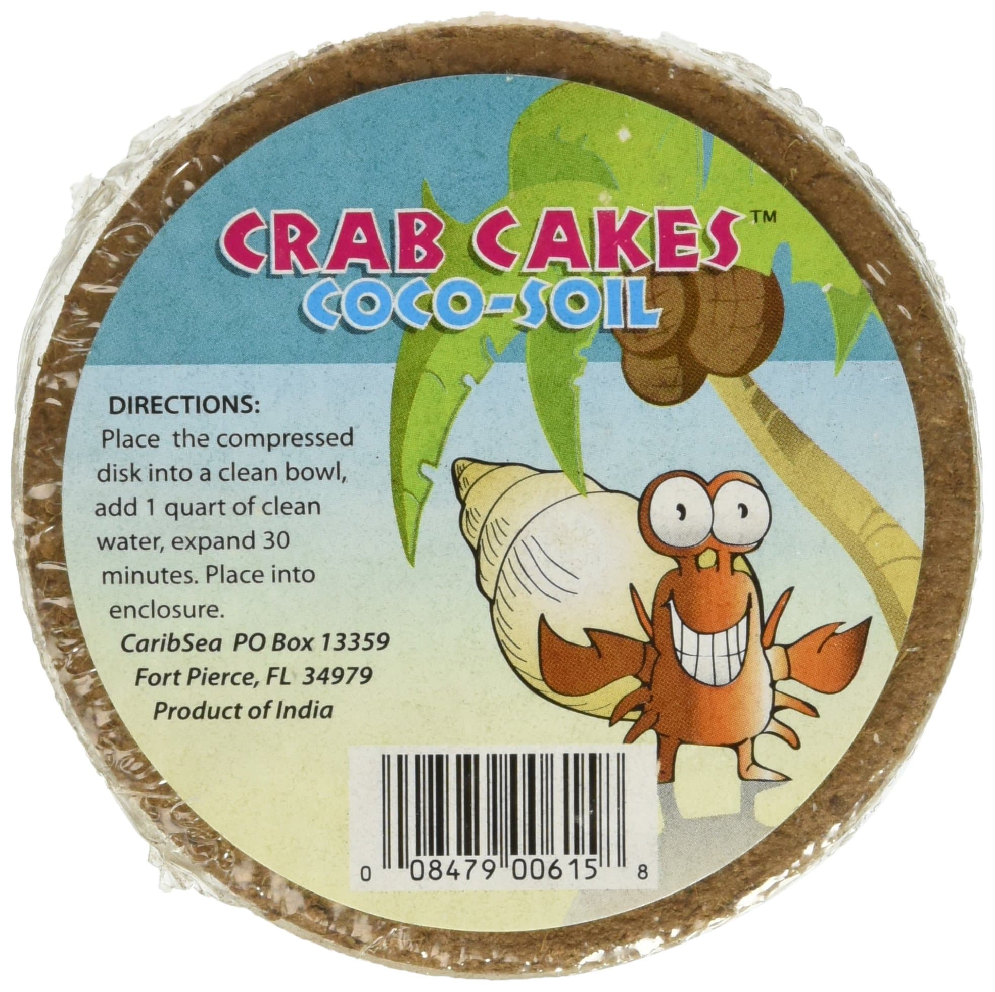 Blue Iguana Brand Aquatics Crab Cakes Coco Fiber Disks for Hermit Crabs, 1 Quart