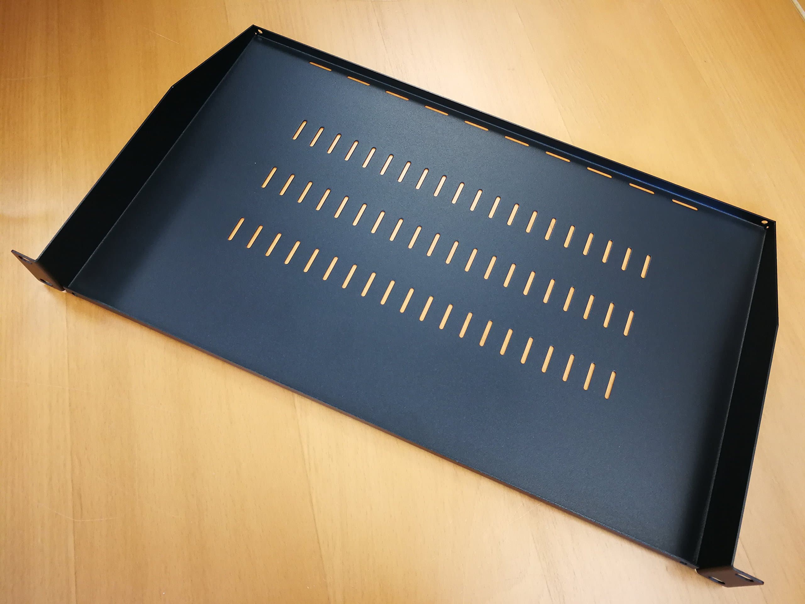 Vented Rack Mount Shelf - Cantilever 1U 10in deep Black