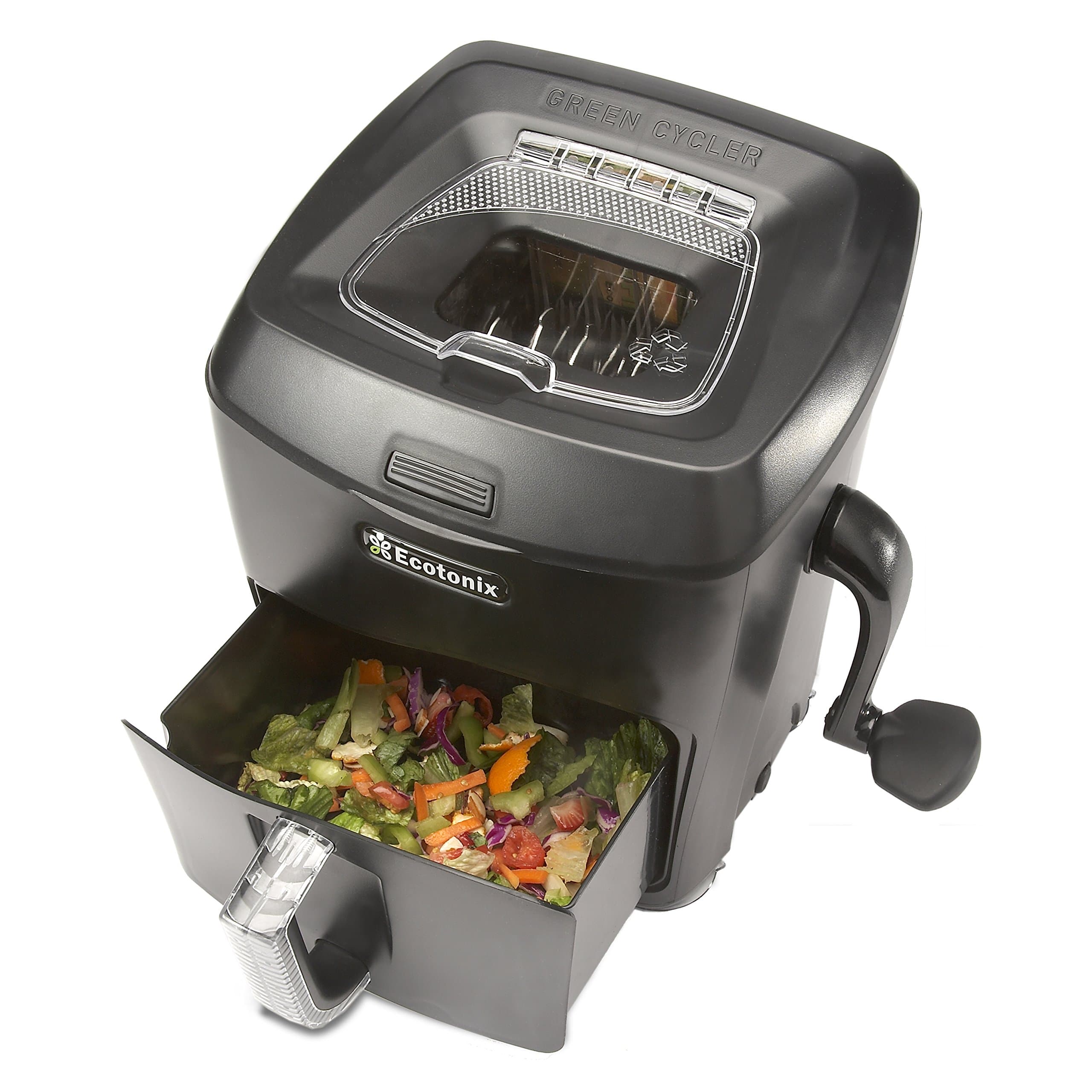 Green Cycler - Kitchen Compost Starter, Bin & Shredder, Crystal Series