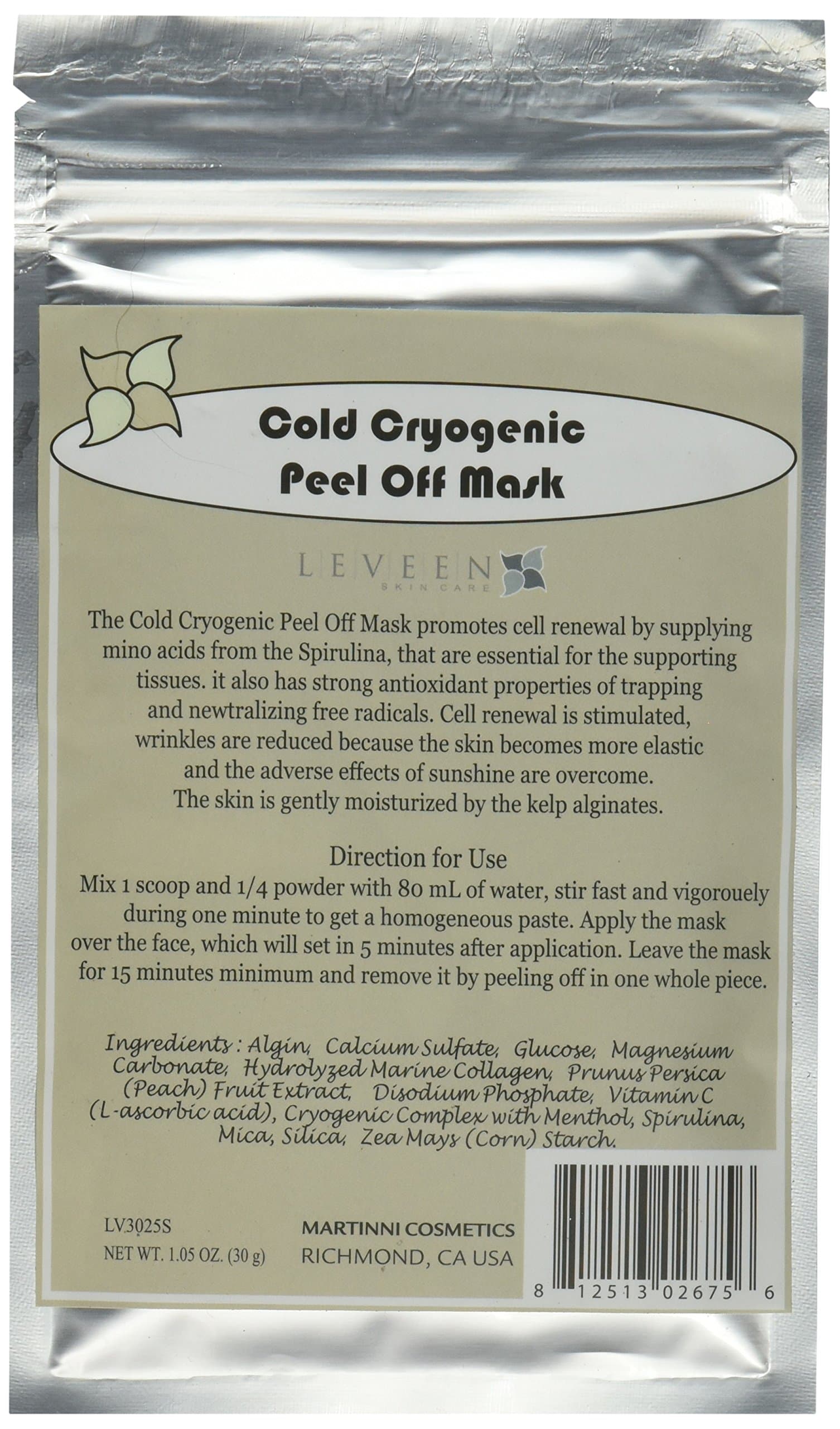 Leveen Peel Off Mask, Cold Cryogenic, 30g/1.05 oz.
