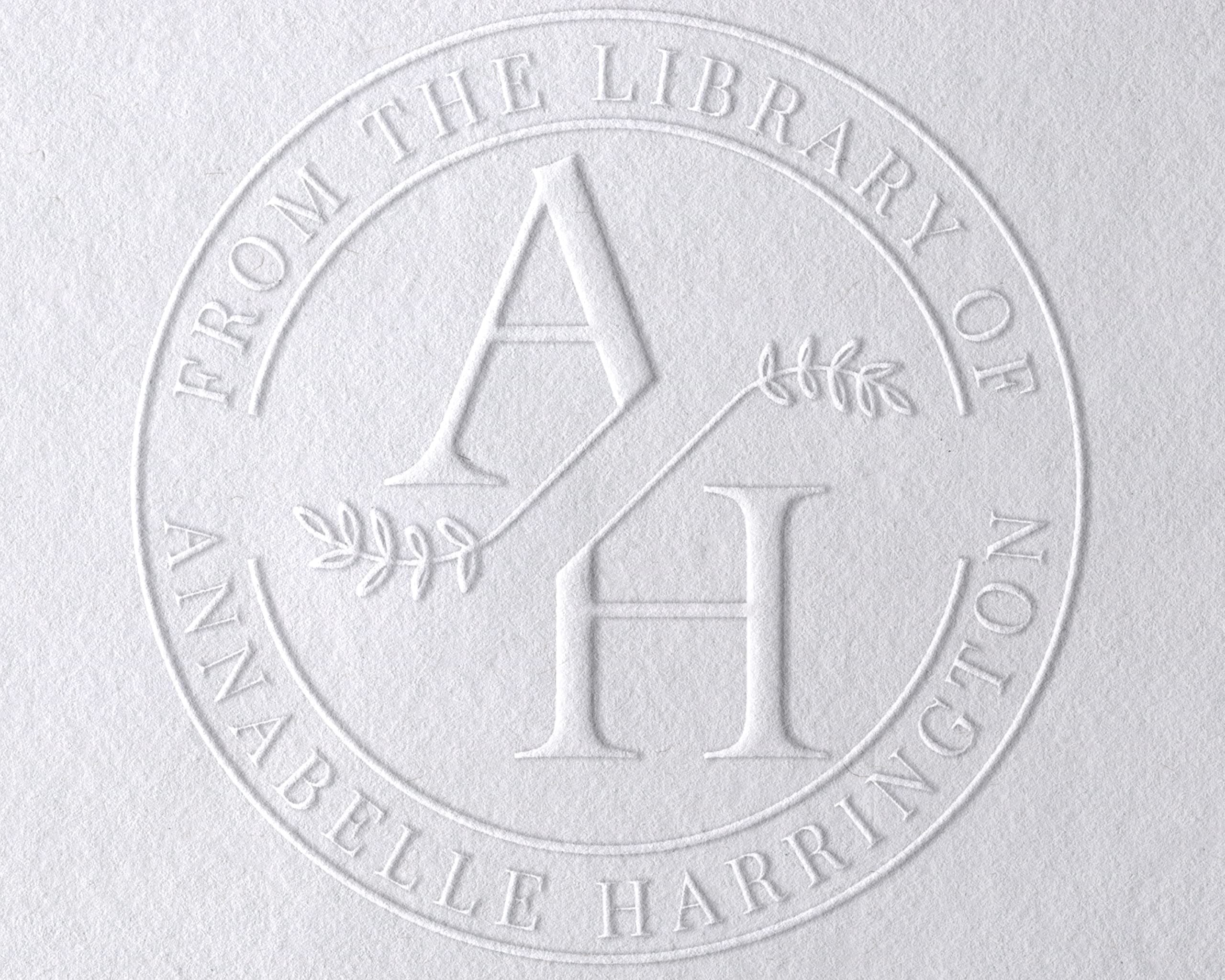 from The Library of | Ex Libris | Floral Book Stamp | Personalized Teacher Stamp | Custom Library Stamper | Monogram Self-Inking Wood Handle Embosser (Monogram 1)