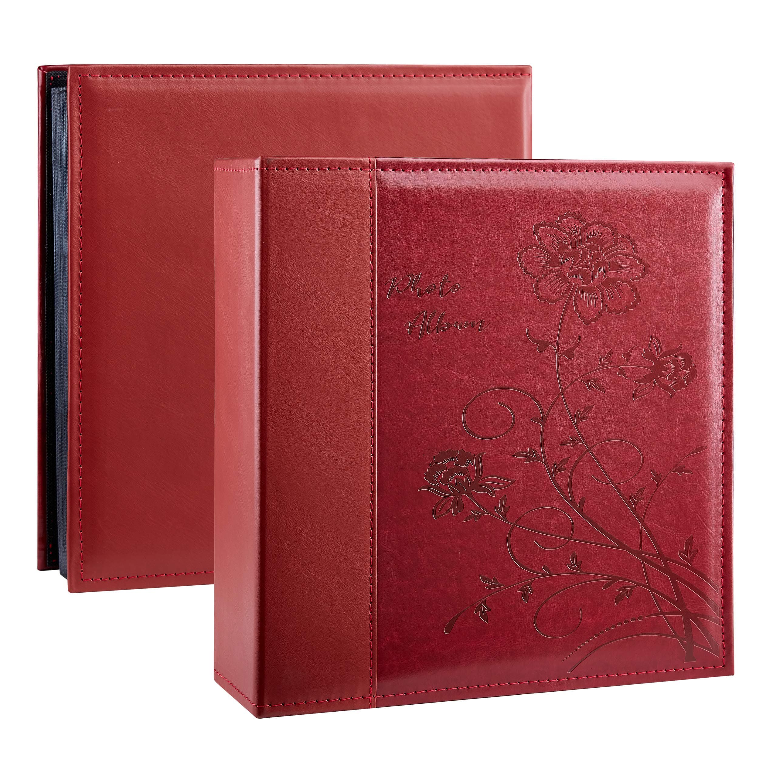 Artmag Photo Picutre Album 4x6 500 Photos, Extra Large Capacity Leather Cover Wedding Family Photo Albums Holds 500 Horizontal and Vertical 4x6 Photos with Black Pages(Red)