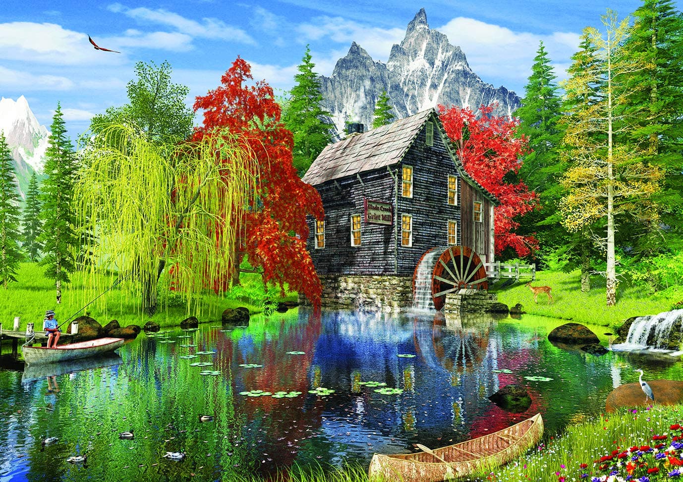 Heidi Puzzles - Glacier Creek Mill 1500 Piece Jigsaw Puzzle - 33.5 x 23.5 inches - Imported from Turkey