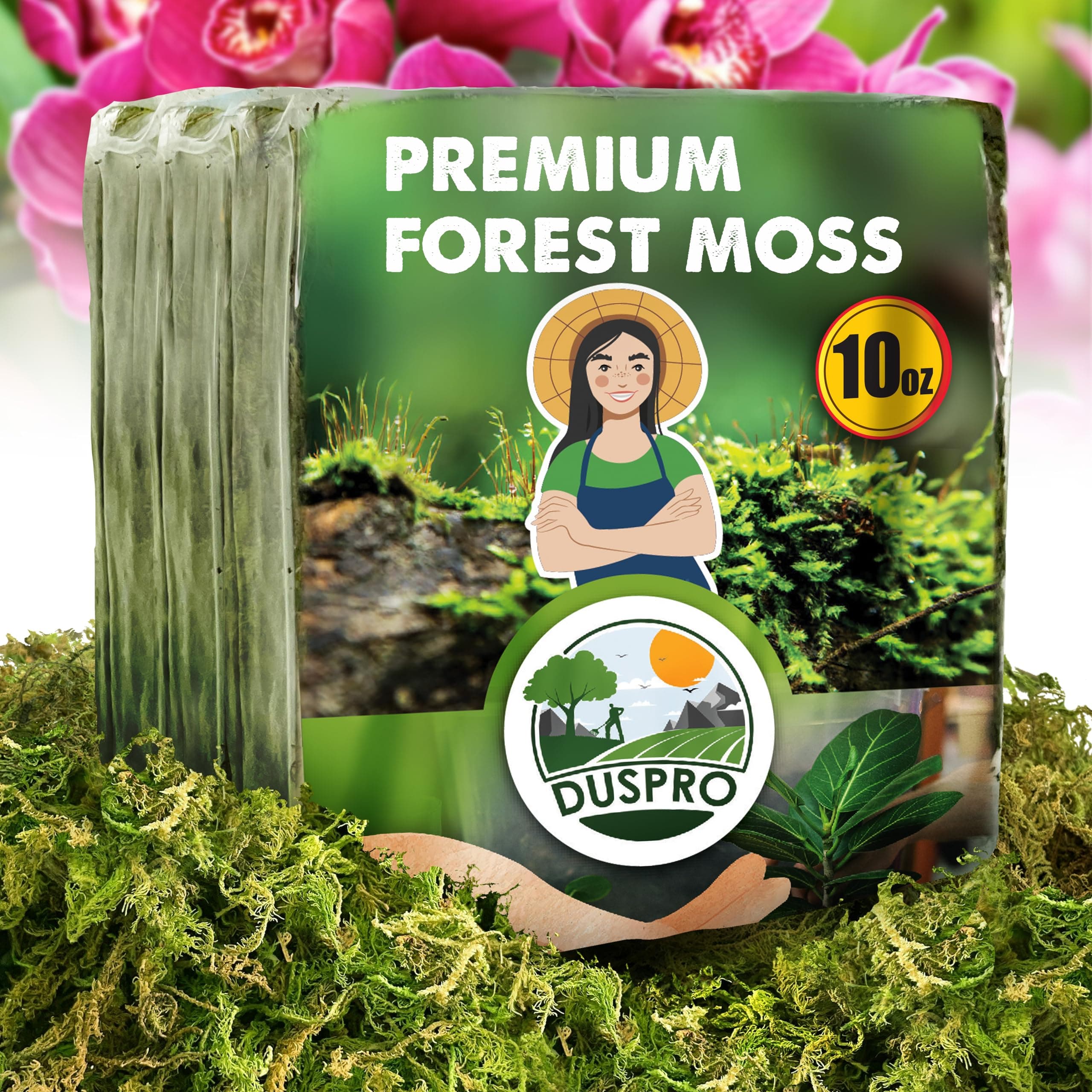 DUSPRO 10oz Dried Forest Moss for Potted Plants, Ideal for Orchid Moss Potting Mix Indoor Moisture Repotting Orchid Soil Medium, Terrarium Decor, Natural Reptile Vine