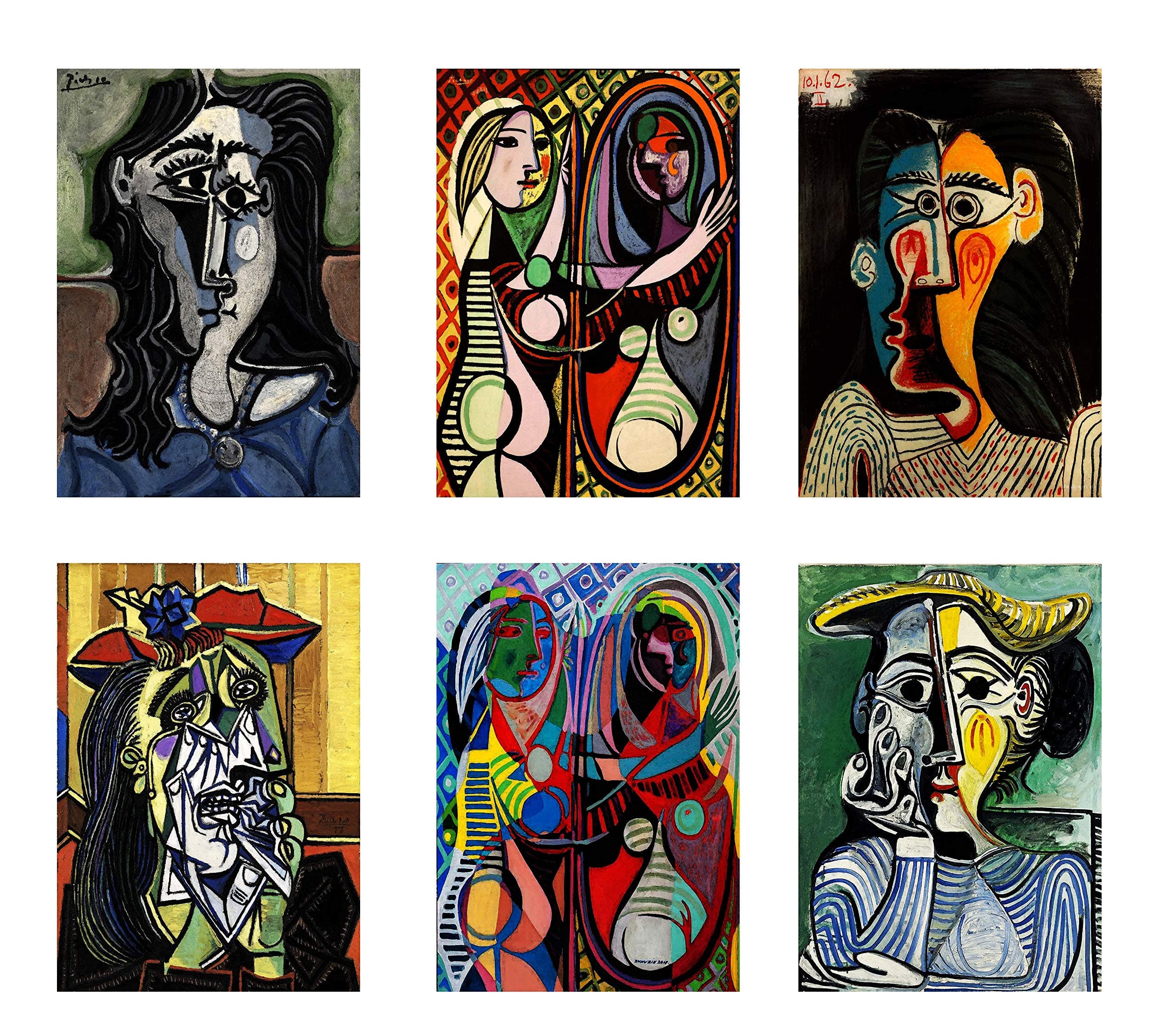 Wall Art Decoration Picasso Art Painting Poster Prints Set of 6 Size A4 (21cm x 29cm) Unframed for Pablo Picasso Paintings Lovers N2