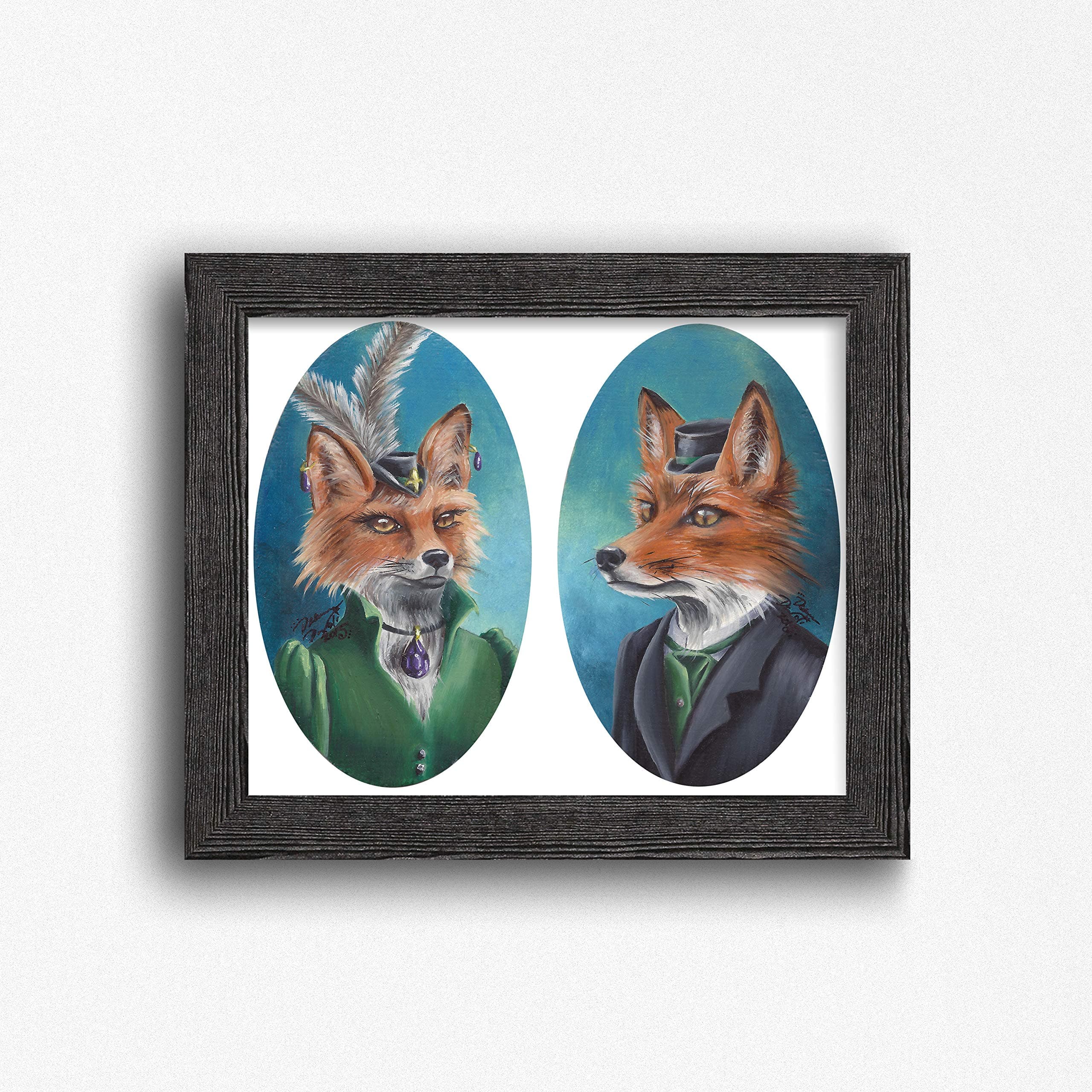 Fox Art Print Mr Fox Mrs Fox Couple Victorian Foxes Fantasy Art Animal Art Foxes in Clothes 8.5x11, 11x14