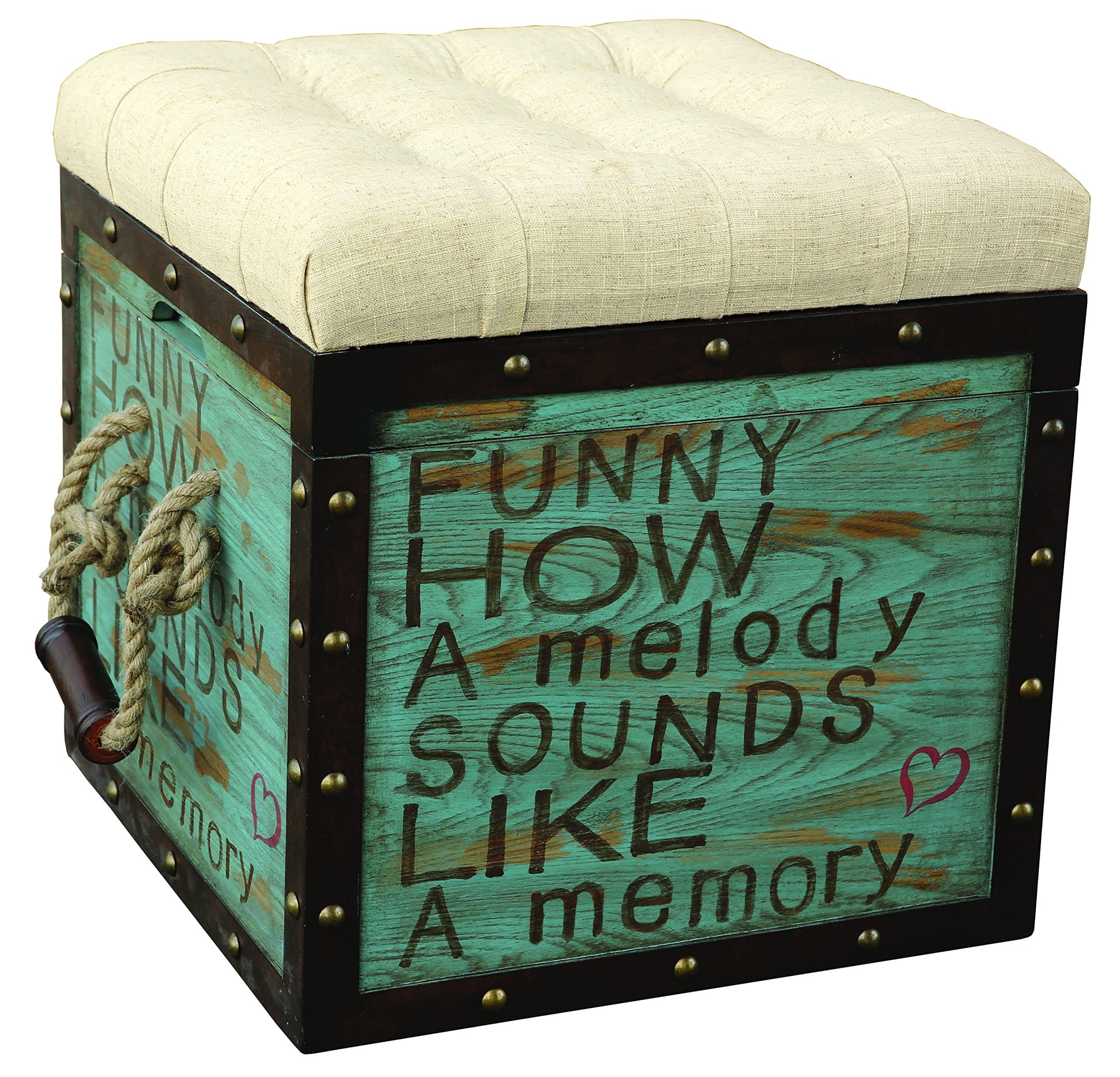 Stylistics Melody Ottoman, 19" x 19" x 20", Beige/Blue