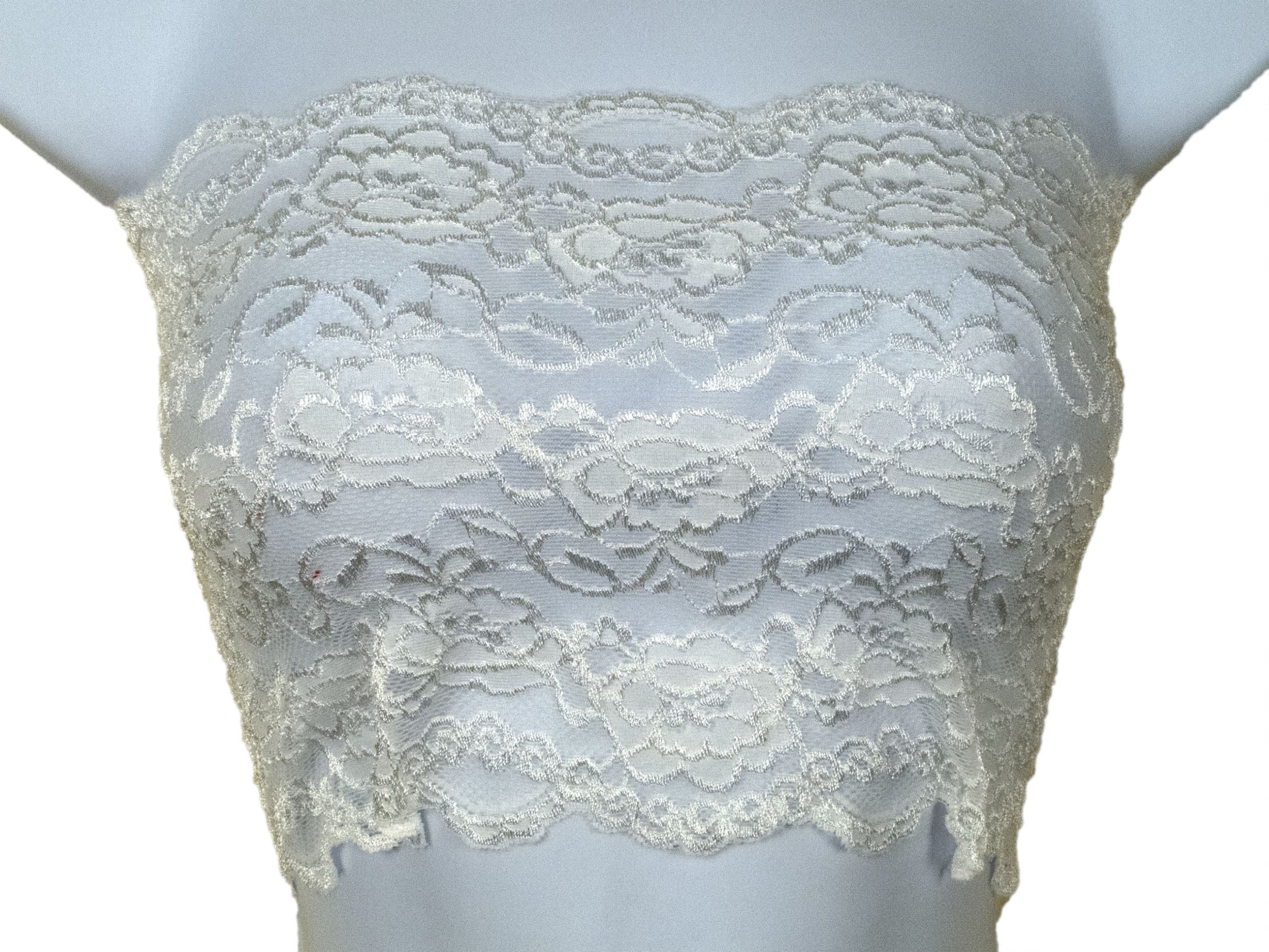 Stretch Lace Camisole Bandeau Tube Top 8 Inches Long White L