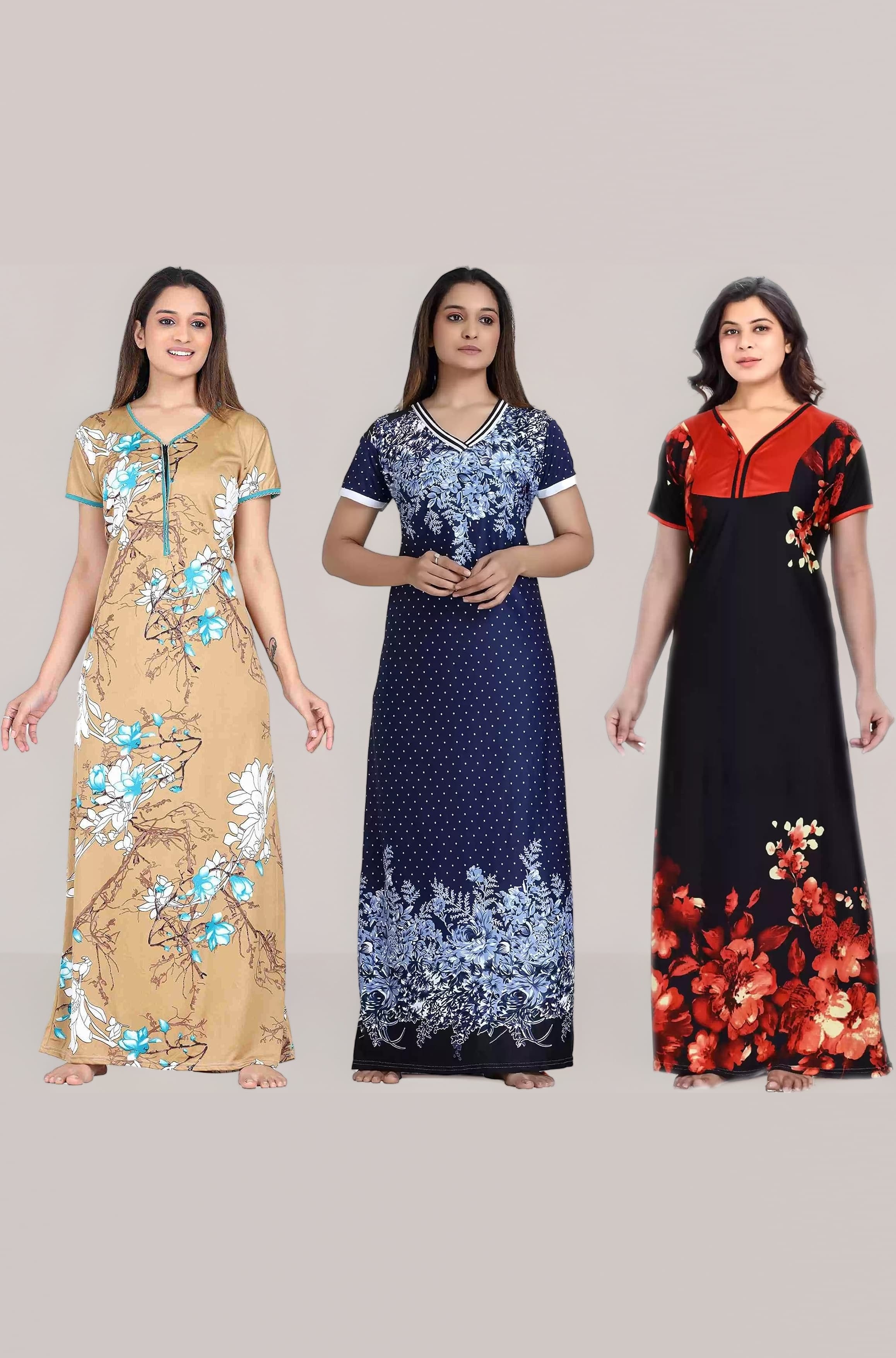 G4Girl Nighty for Womens/Girls (Combo of 3 PCS)