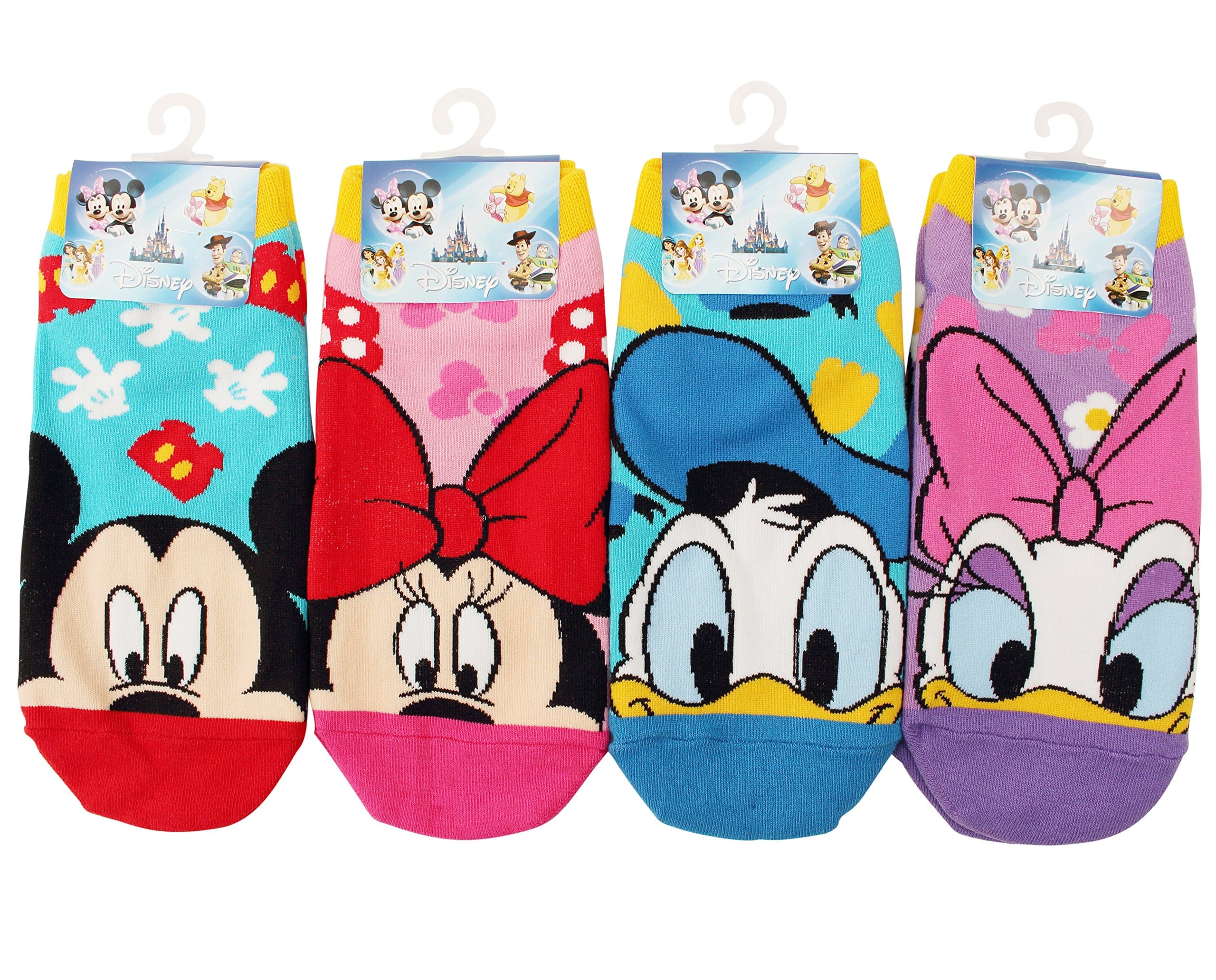 Disney Girls Socks Crew Ankle No Show Boy(Toddler,Little Kid,Big Kids) (N.4pairs-Low Cut Socks, Large(Shoe Size 13-2.5))