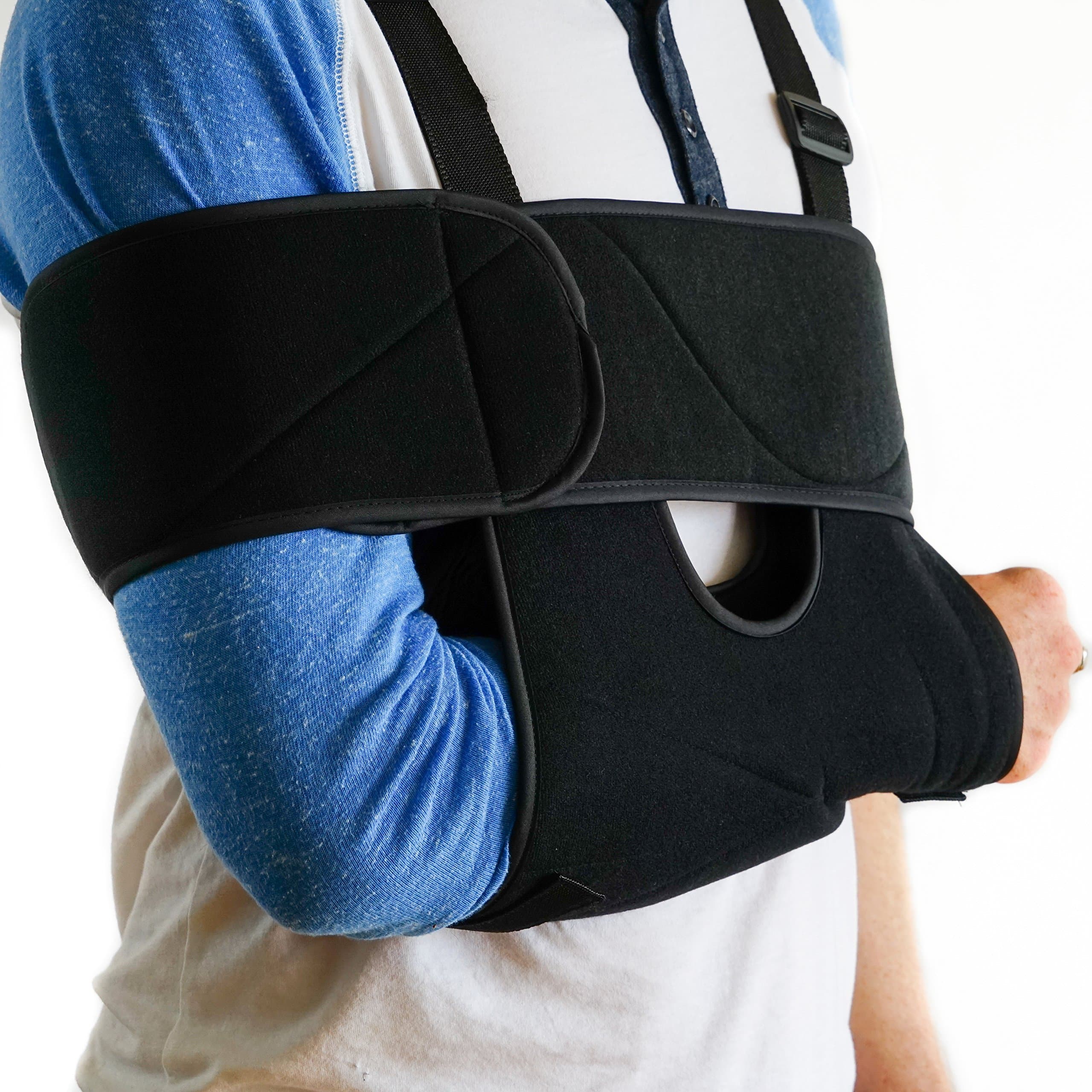 Lightweight Arm Sling for Pain Relief and Shoulder Immobilizer for Dislocation, Breaks, Injuries - Black, Large