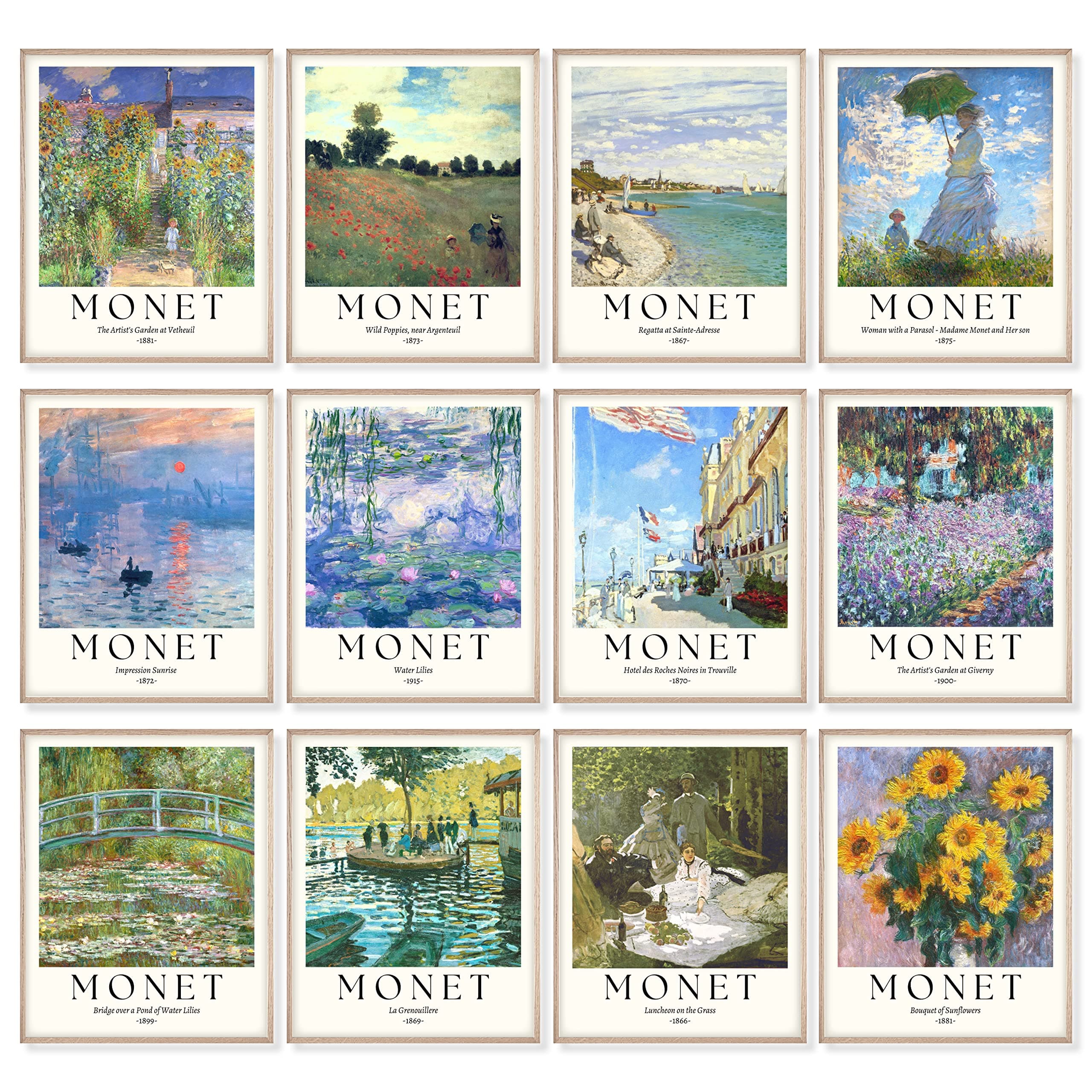 97 Decor Monet Poster - Monet Prints for Wall Decor, Monet Wall Art, Monet Water Lilies Artwork, Claude Famous Art Prints, Claude Classic Impressionist Pictures Monet Paintings (8x10 UNFRAMED)