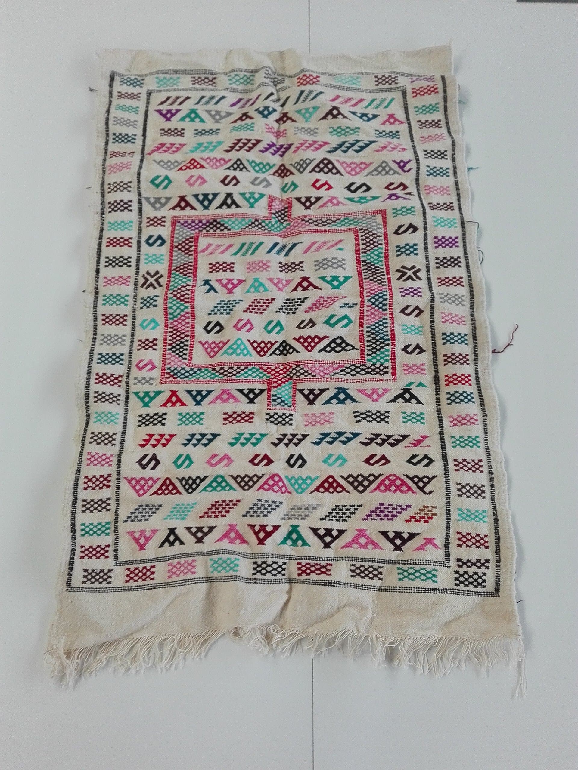 Moroccan Berber Rug Kilim Eastern Tapestry Ethnic African Original Wool TN