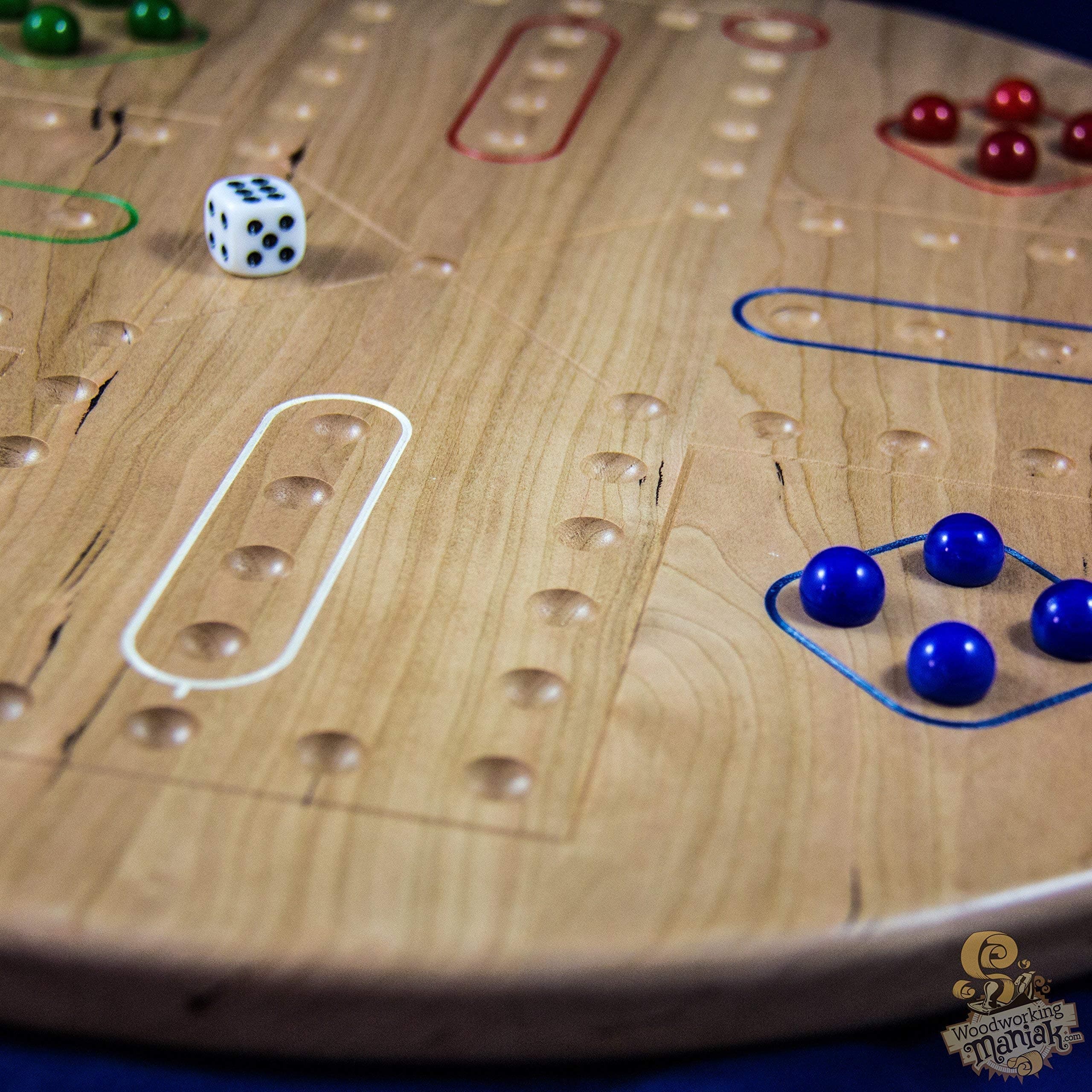 4 Player Wahoo/Aggravation Board Game in Local Hardwoods. 18" Diameter - Handmade in Your Choice of Cherry (Pictured), Maple, or Walnut