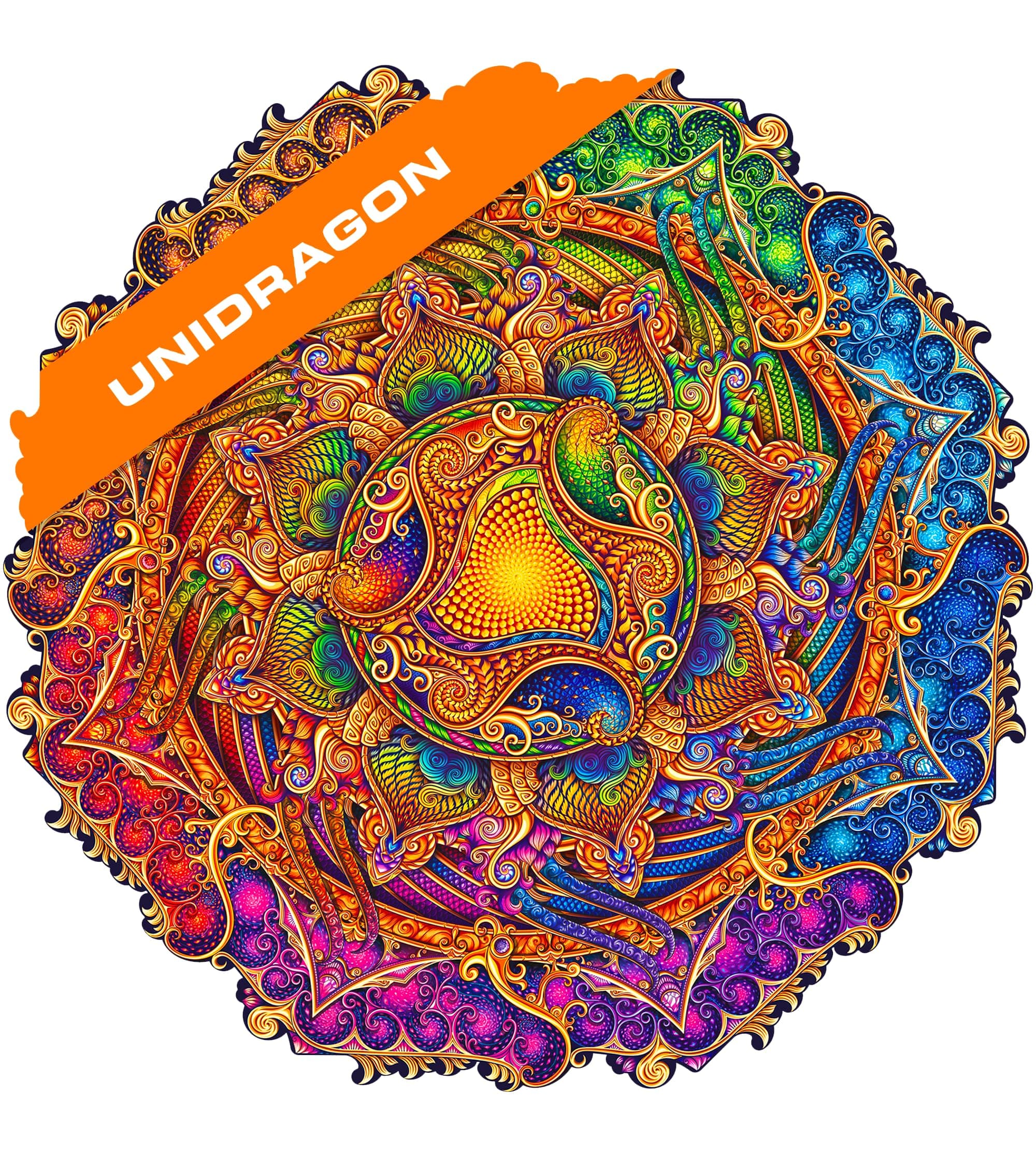 UNIDRAGON Original Wooden Jigsaw Puzzles - Mandala Inexhaustible Abundance, 200 pcs, Medium 9.8"x9.8", Beautiful Gift Package, Unique Shape Best Gift for Adults and Kids
