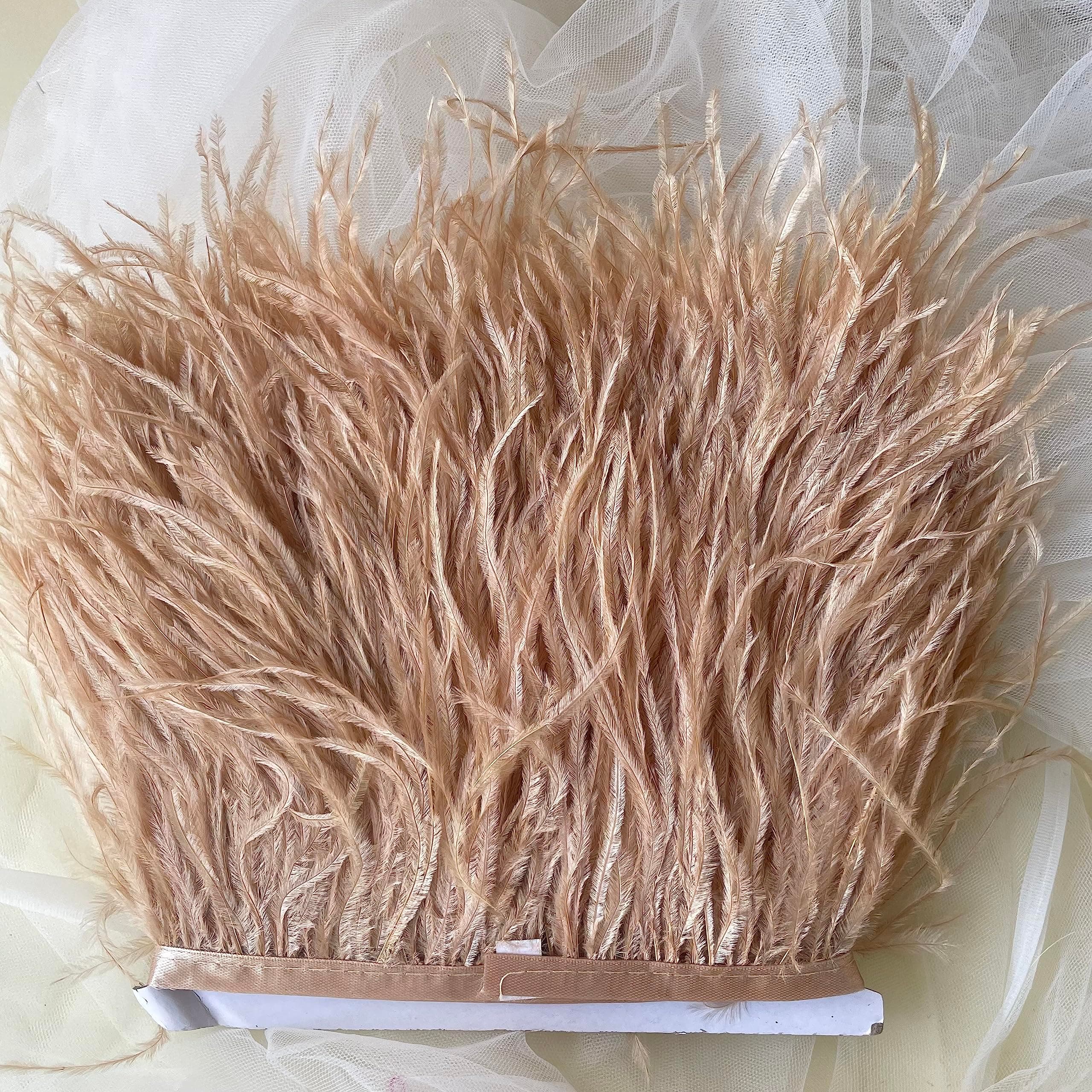 34 Colours Quality Ostrich Feather Trimming Fringe for Millinery Craft Dress Making (Khaki)