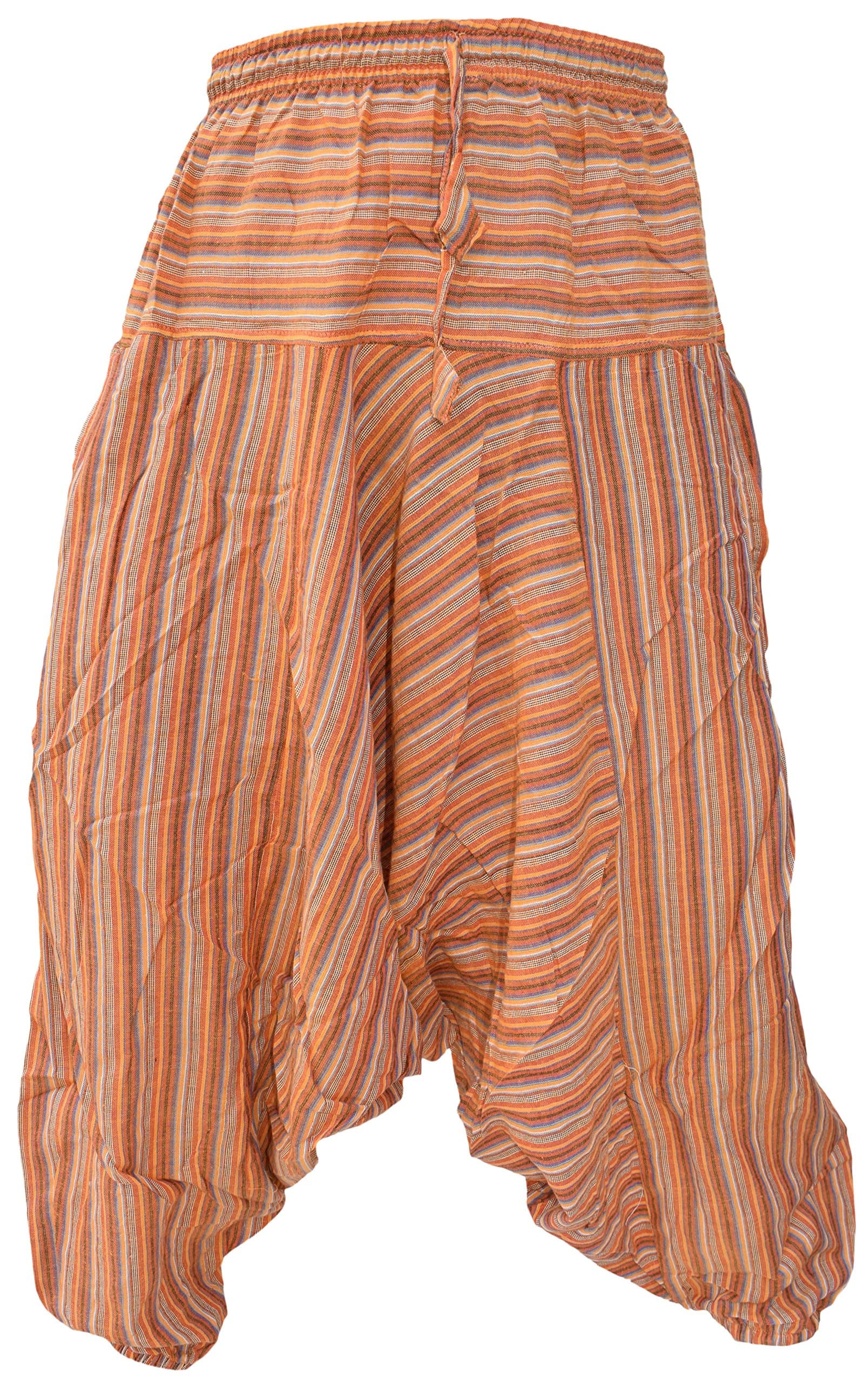 GheriMens Cotton Striped Light Summer Elastic Harem Pants Trousers