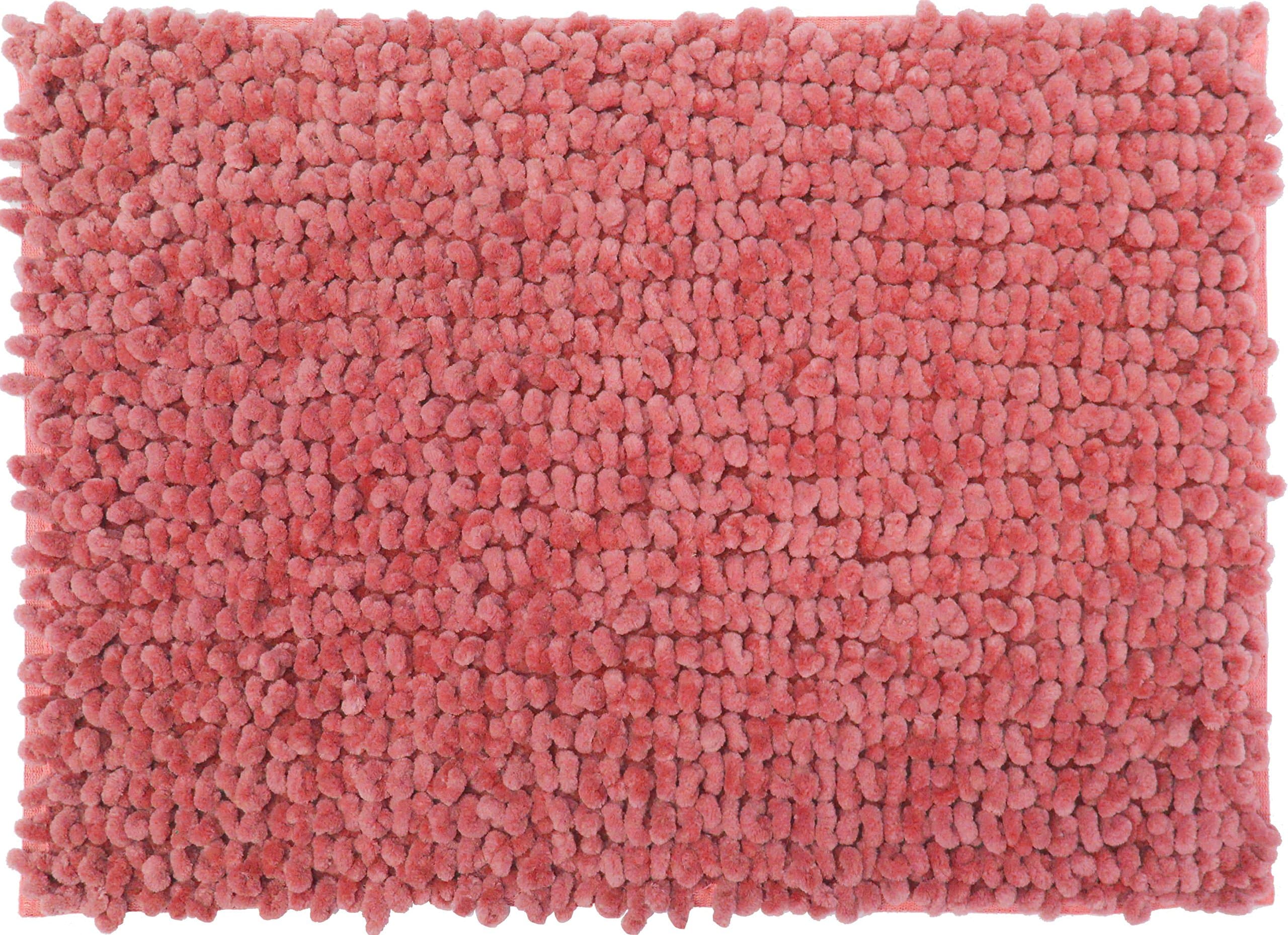 Casale Home 847431000250 New Cut & Large Loop Microfiber Chenille Bath Rug, 20x30, Coral