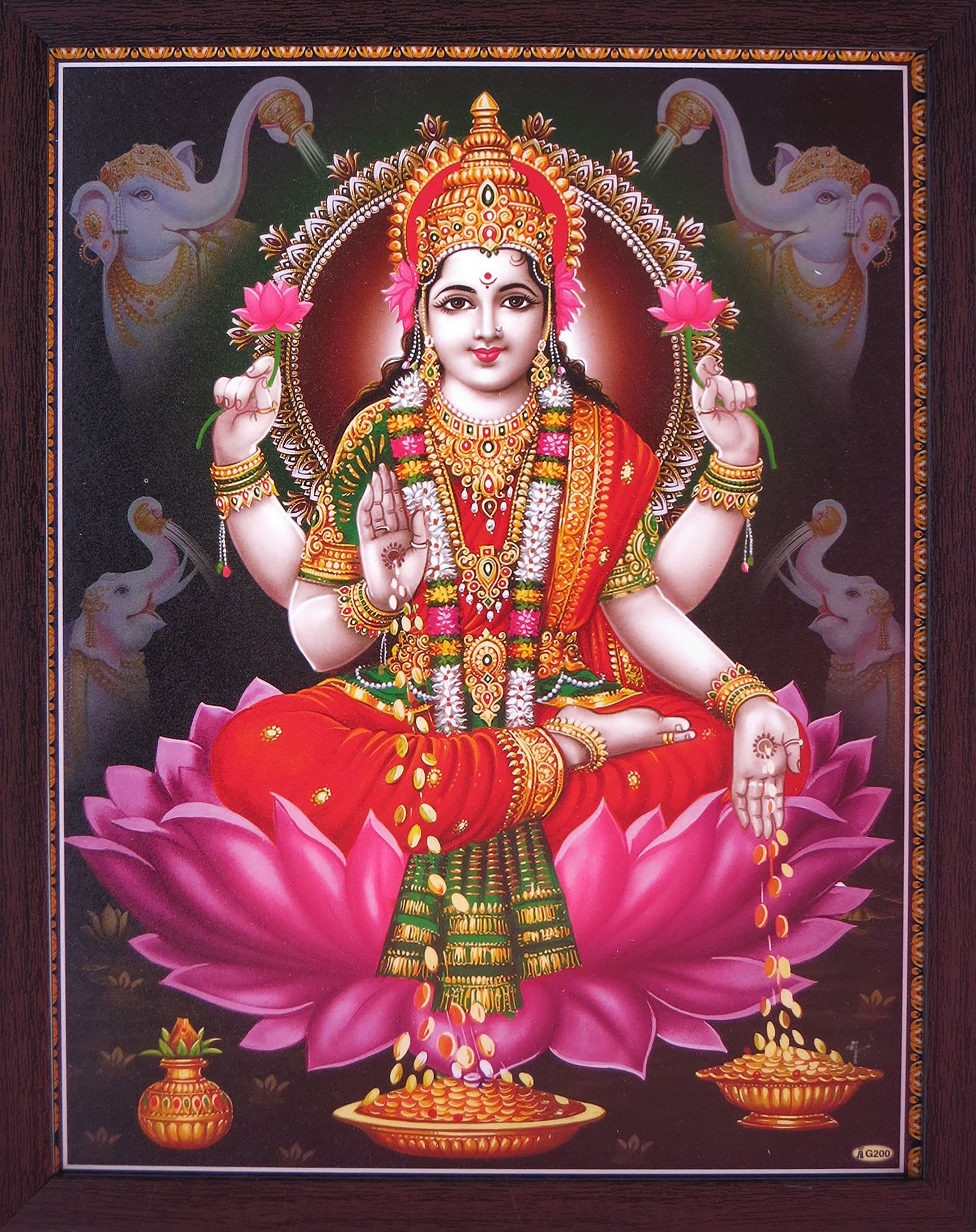 SANVIKA HandicraftStore Lakshmi sitting in flower of Lotus and Showering money & Prosperity, Must for gift purpose.